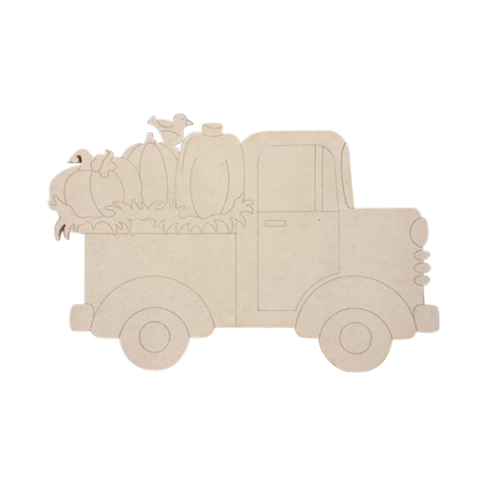 Unfinished Wood Fall Pumpkin Truck Decor - DIY Wooden Truck with Hay & Pumpkins for Autumn Home Decoration, Paint Party Craft, Farmhouse Door Hanger Sign (8