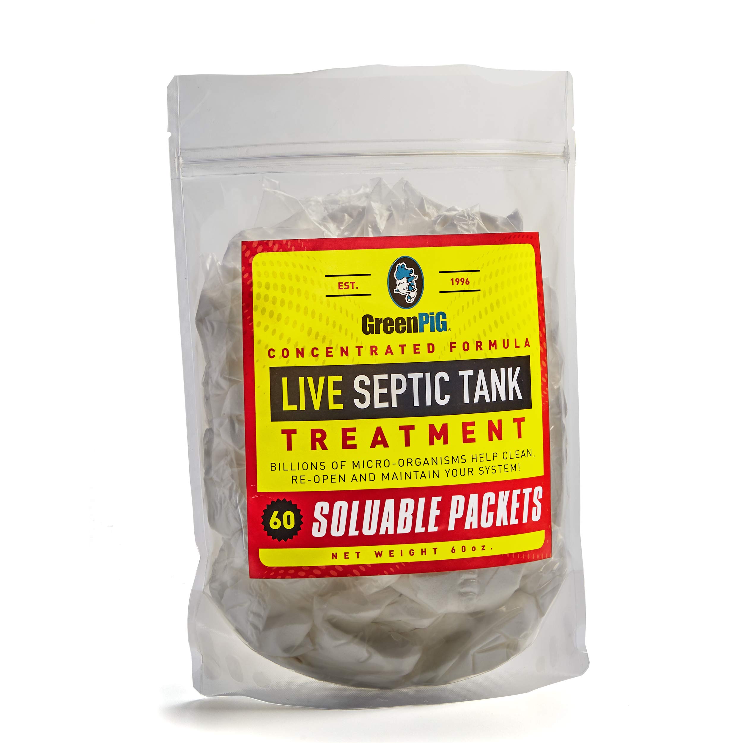 GREEN PIG Septic Tank Treatment - 60 Pods, Septic Safe Clog Remover & Drain Field Protector | Prevents Costly Septic Failures | Extra-Large Shareable Quantity | Ideal for Home, RV & Cabin Septic Systems
