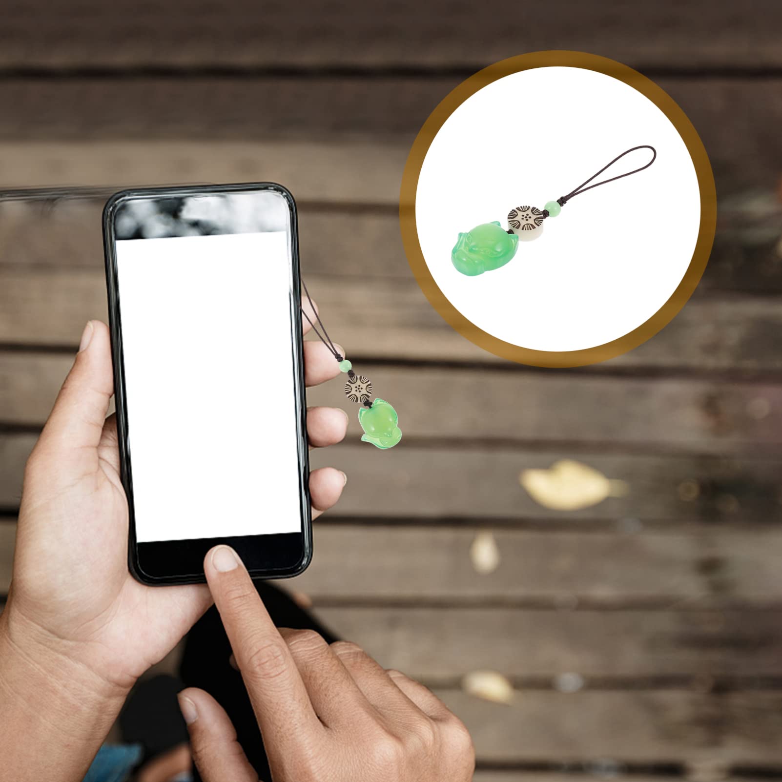 Fox Phone Lanyard - Cute Green Handmade Charm for Purse & Camera