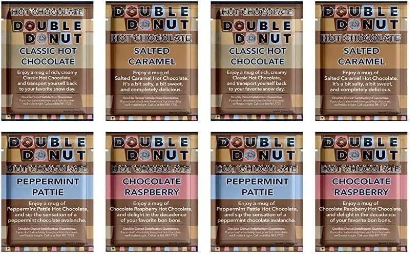 Gourmet Flavored Hot Chocolate Mix Variety Pack - 32 Count | Classic, Chocolate Raspberry, Salted Caramel & Peppermint Hot Cocoa Packets | Perfect Gift Set for Christmas, Holidays & Winter Nights | Cozy Drink for Family Gatherings, Office Breaks & Relaxing Evenings