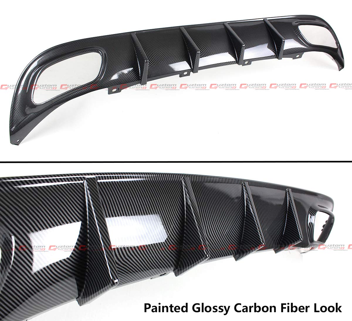 Shark Fin Rear Bumper Diffuser Valance Lip for 2015-2023 Dodge Charger SXT SE - Painted Carbon Fiber Finish - Enhance Aerodynamics & Style for Street Racing & Car Shows