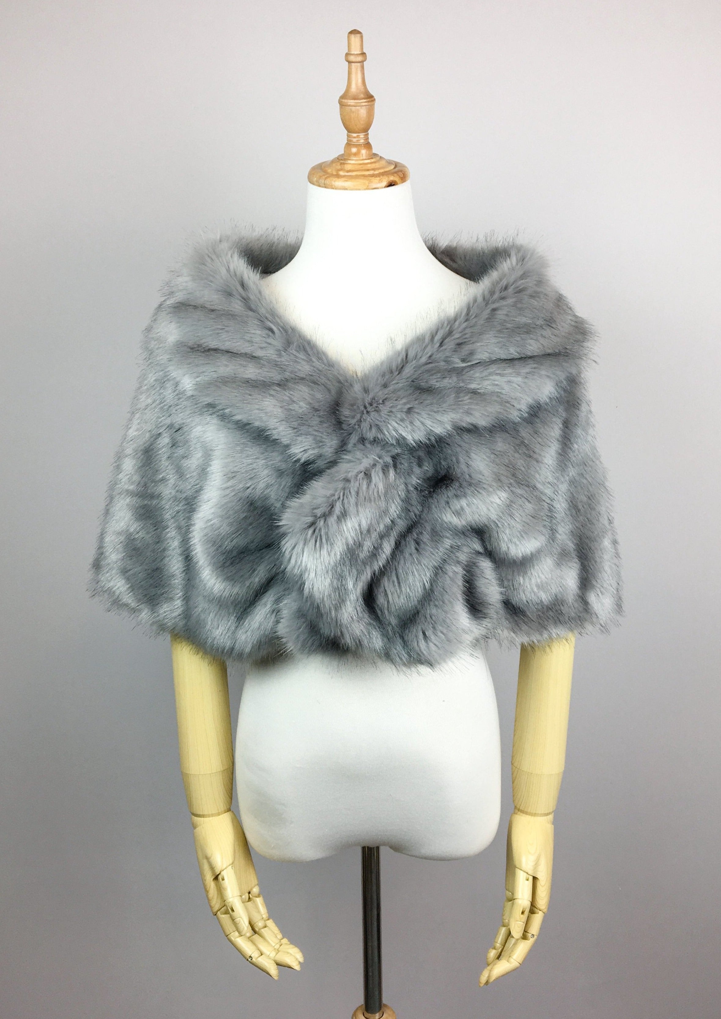Luxury Gray Fur Wrap Shawl - Blair Gry04 - Soft & Warm Winter Fashion Accessory for Women - Perfect for Parties, Weddings & Cold Weather Outfits