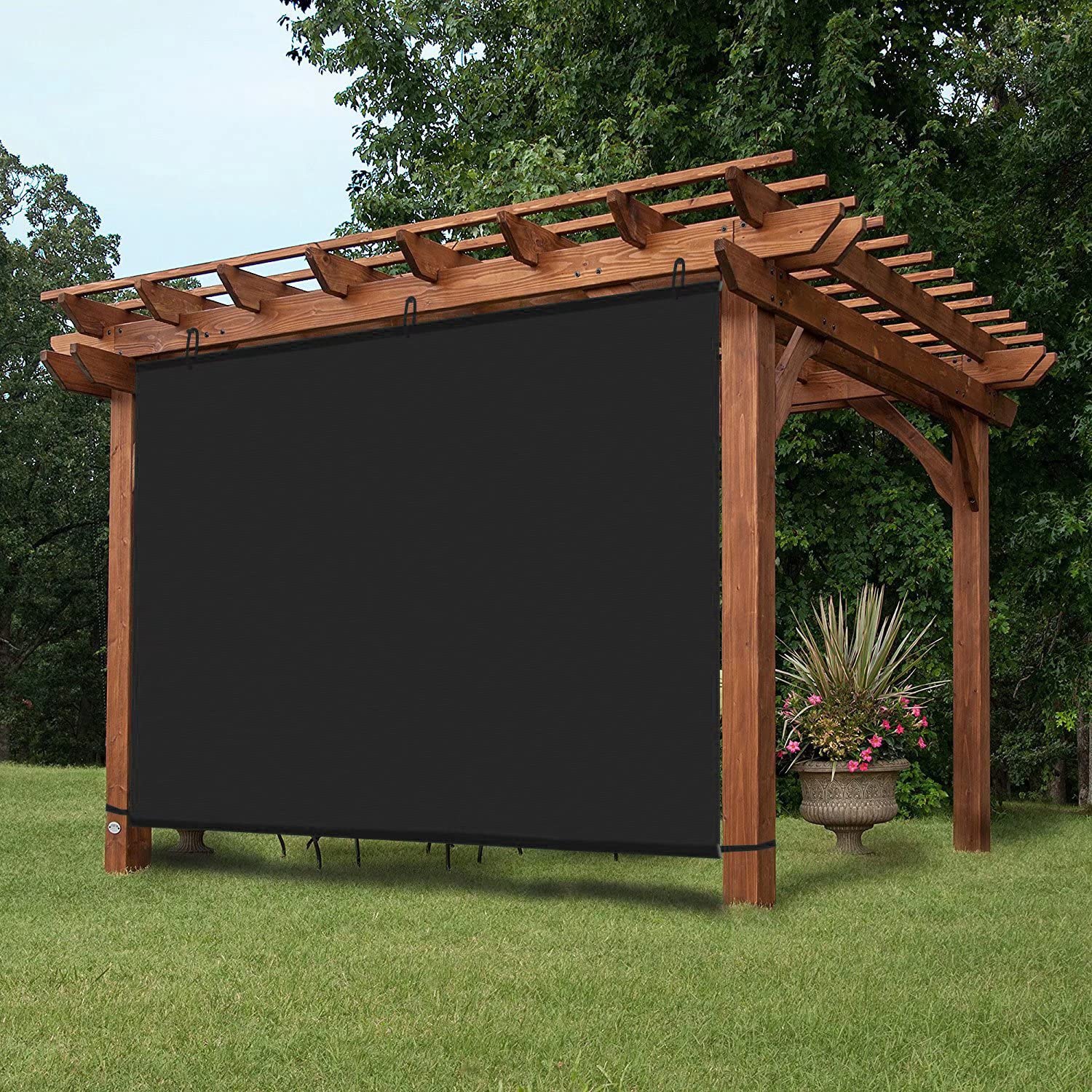 Shatex Privacy Screen Sun Shade Cloth - 8’ x 12’ Black Taped Edge with Grommets - UV Block Mesh for Pergola, Awning, Patio & Window Cover - Perfect for Outdoor Privacy, Sun Protection & Garden Shade