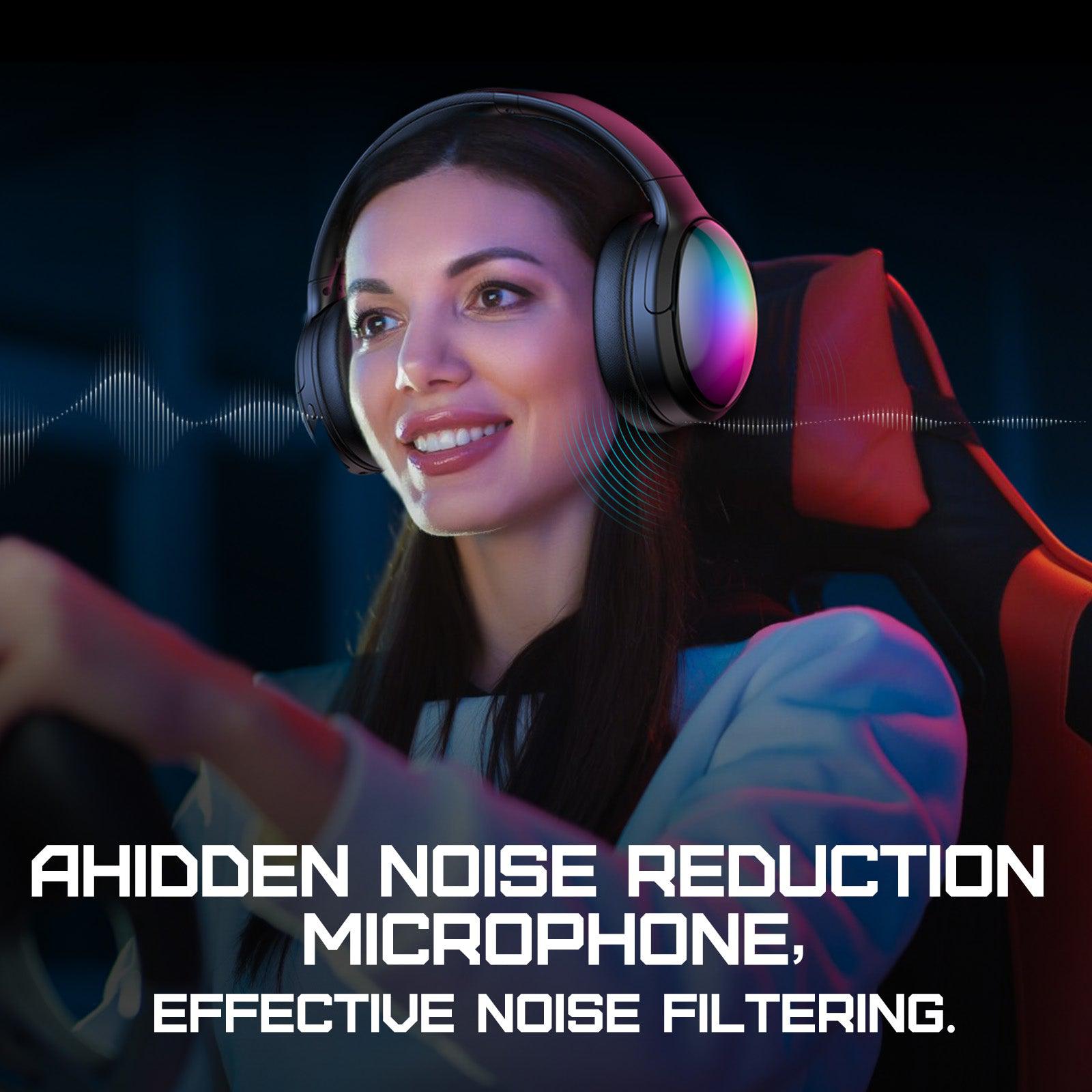 ONIKUMA B3 Wireless Bluetooth Headphones with ANC Microphone, RGB Lights, Foldable Over-Ear Design - 45H Playtime for Gaming, Music, Travel & Home Office - Hands-Free Calls & Noise Cancellation for Clear Conversations