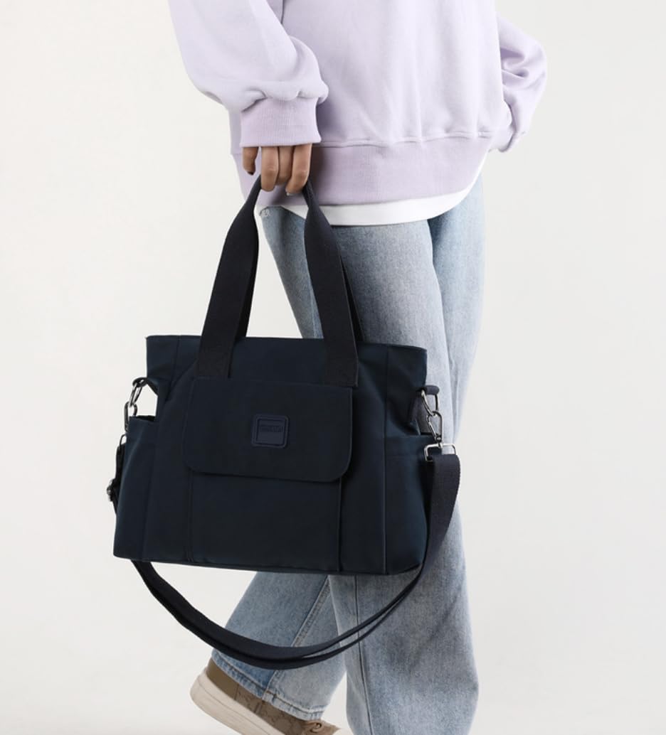 Stylish Waterproof Canvas Tote Bag for Women & Men - Lightweight Crossbody Shoulder Bag with Multiple Pockets - Large Durable Messenger Bag for Work, Travel, Shopping & Daily Use
