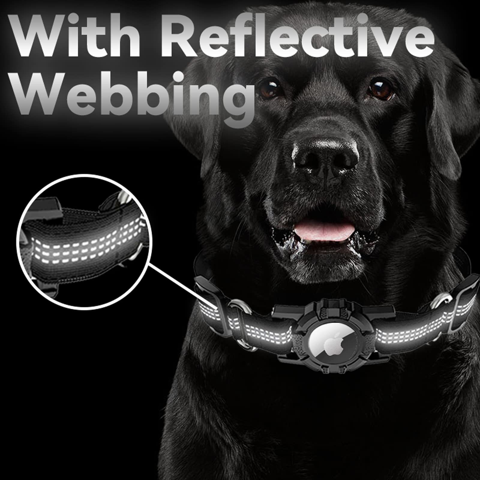 Adjustable Reflective Apple AirTag Dog Collar with Holder Case - Soft Nylon Pet Collar for Small Medium Large Dogs (S, Red) | Perfect for Night Walks & Pet Safety Tracking