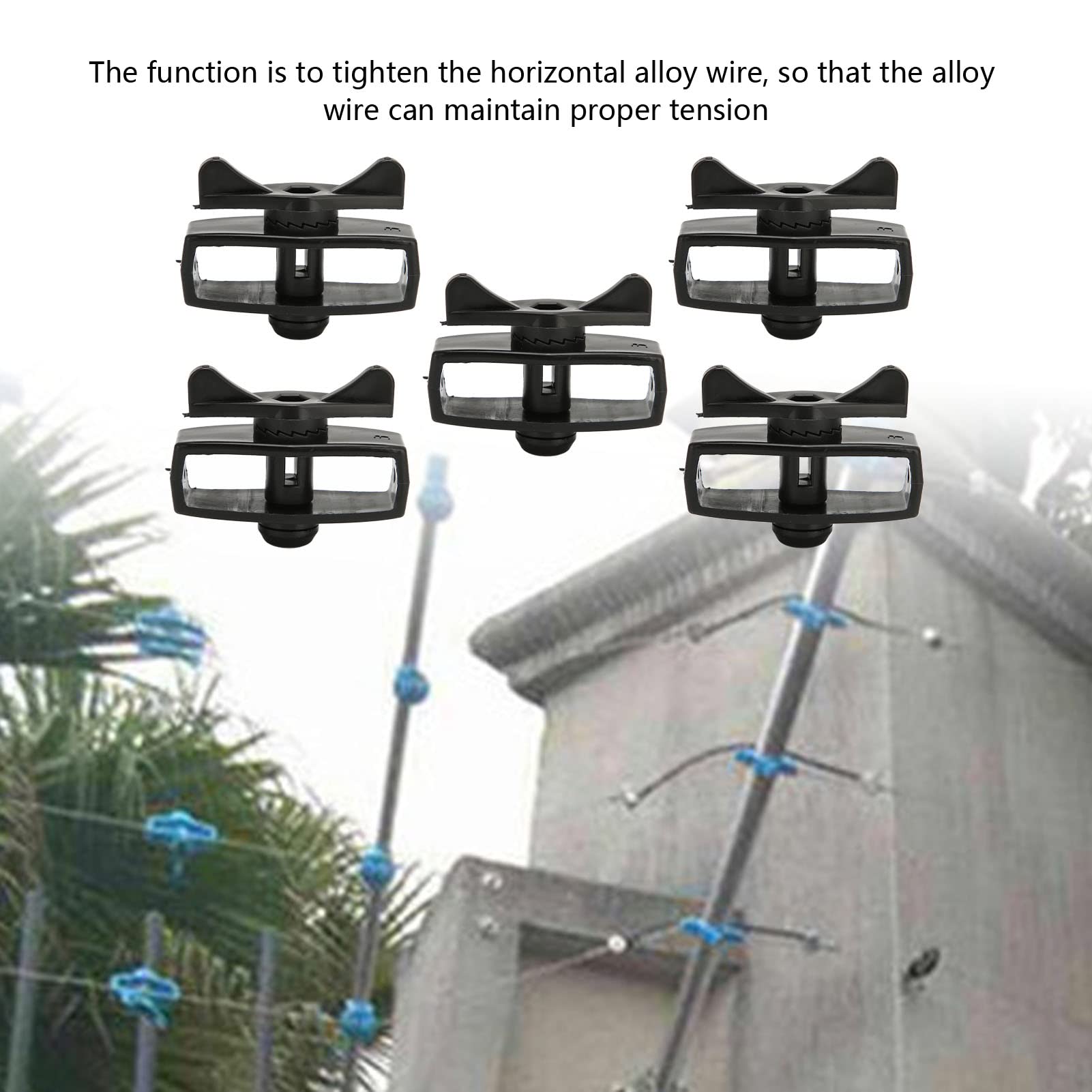 50Pcs Black Alloy Electric Fence Wire Tightener - Portable Garden Fence Tensioner for Livestock & Pet Containment - Heavy Duty Tape Tighteners for DIY Electric Fence Installation (Perfect for Farms, Ranches & Backyard Security)