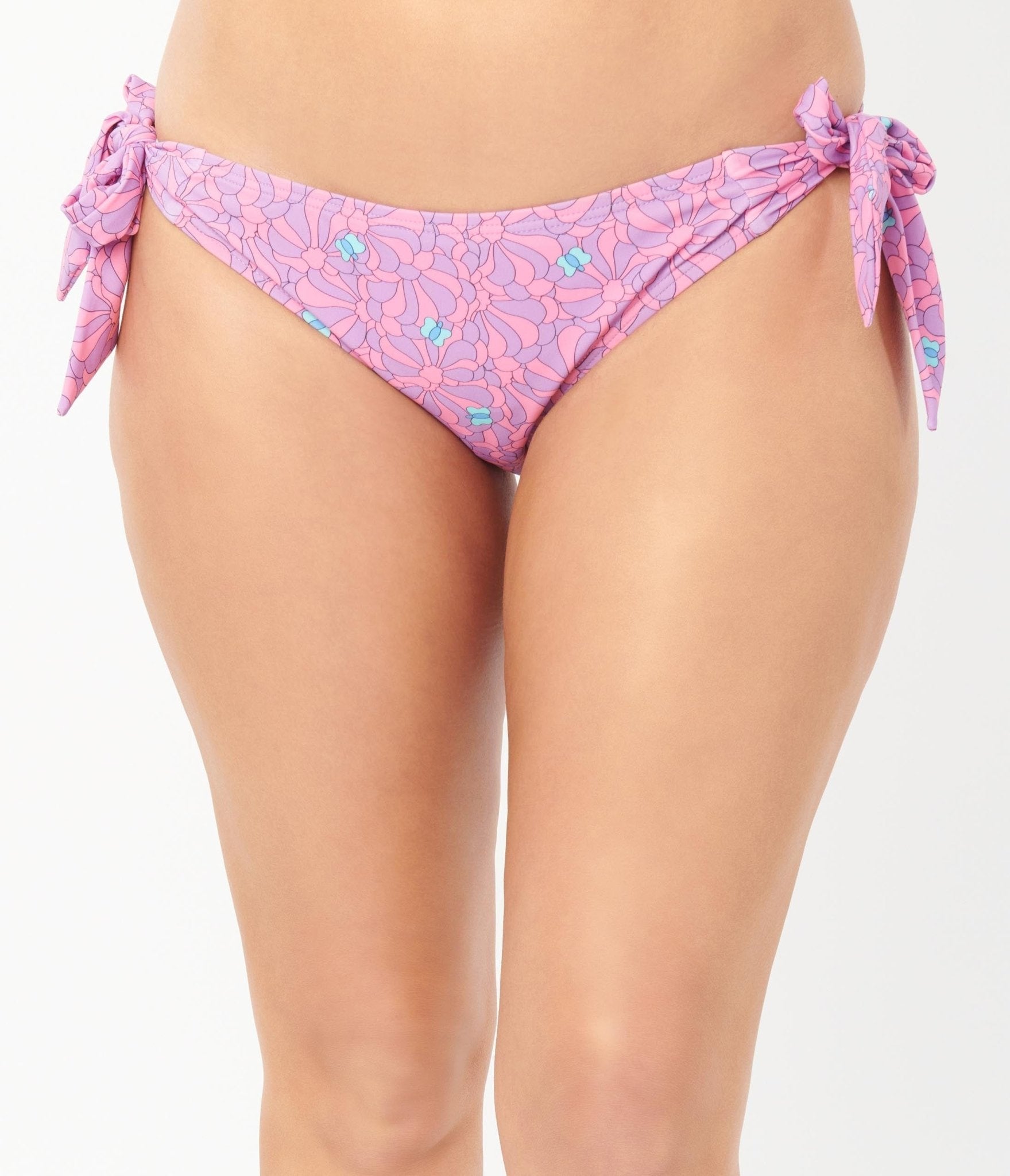 Vintage 1970s Pink & Purple Floral High Waisted Swim Bottom - Retro Bathing Suit for Women, Beach Vacation & Pool Party Swimwear