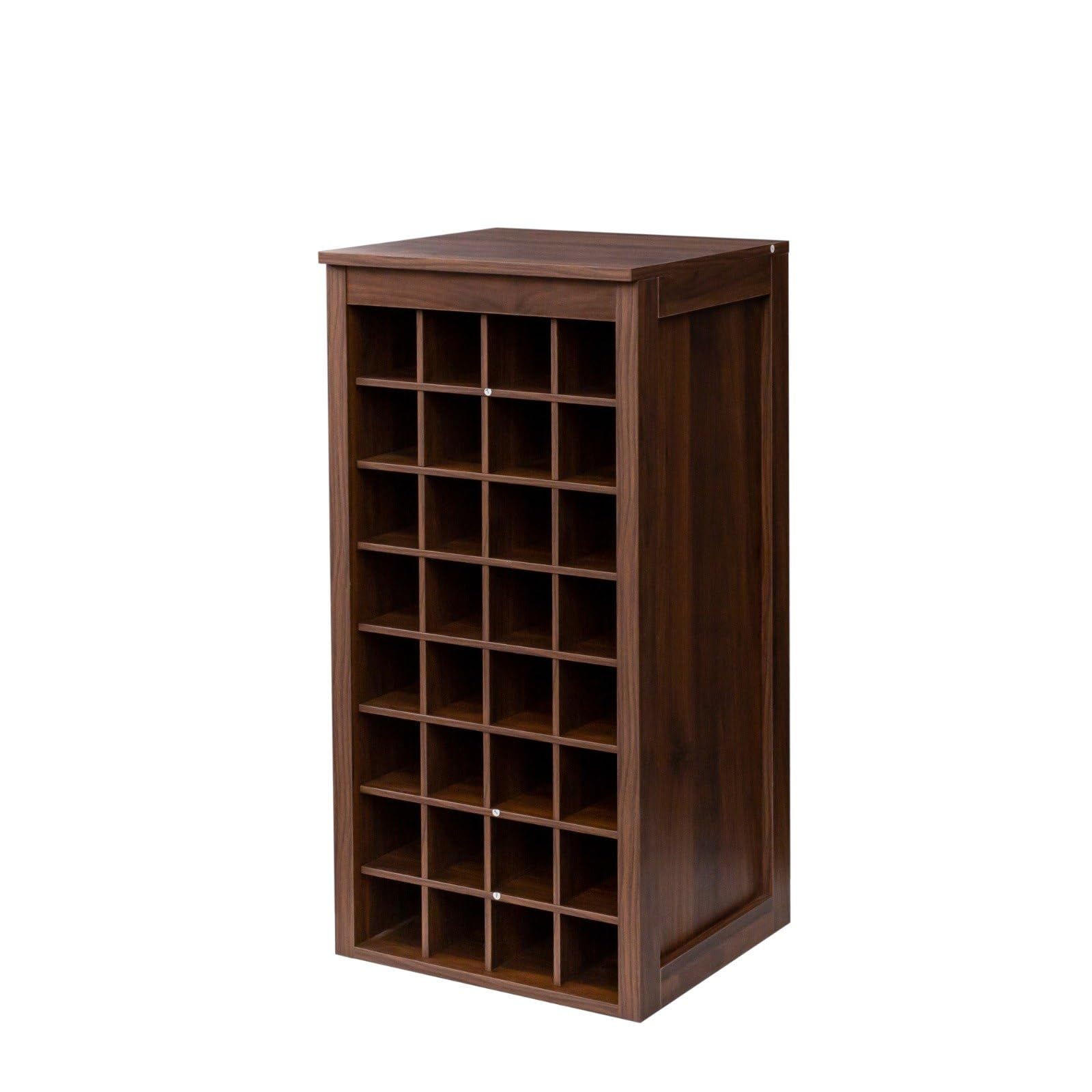 Modern Sleek Design Modular Wine Cabinet for Dining Room - 32-Bottle Storage, Walnut Brown - Perfect for Home Bar, Wine Cellar & Entertaining Guests