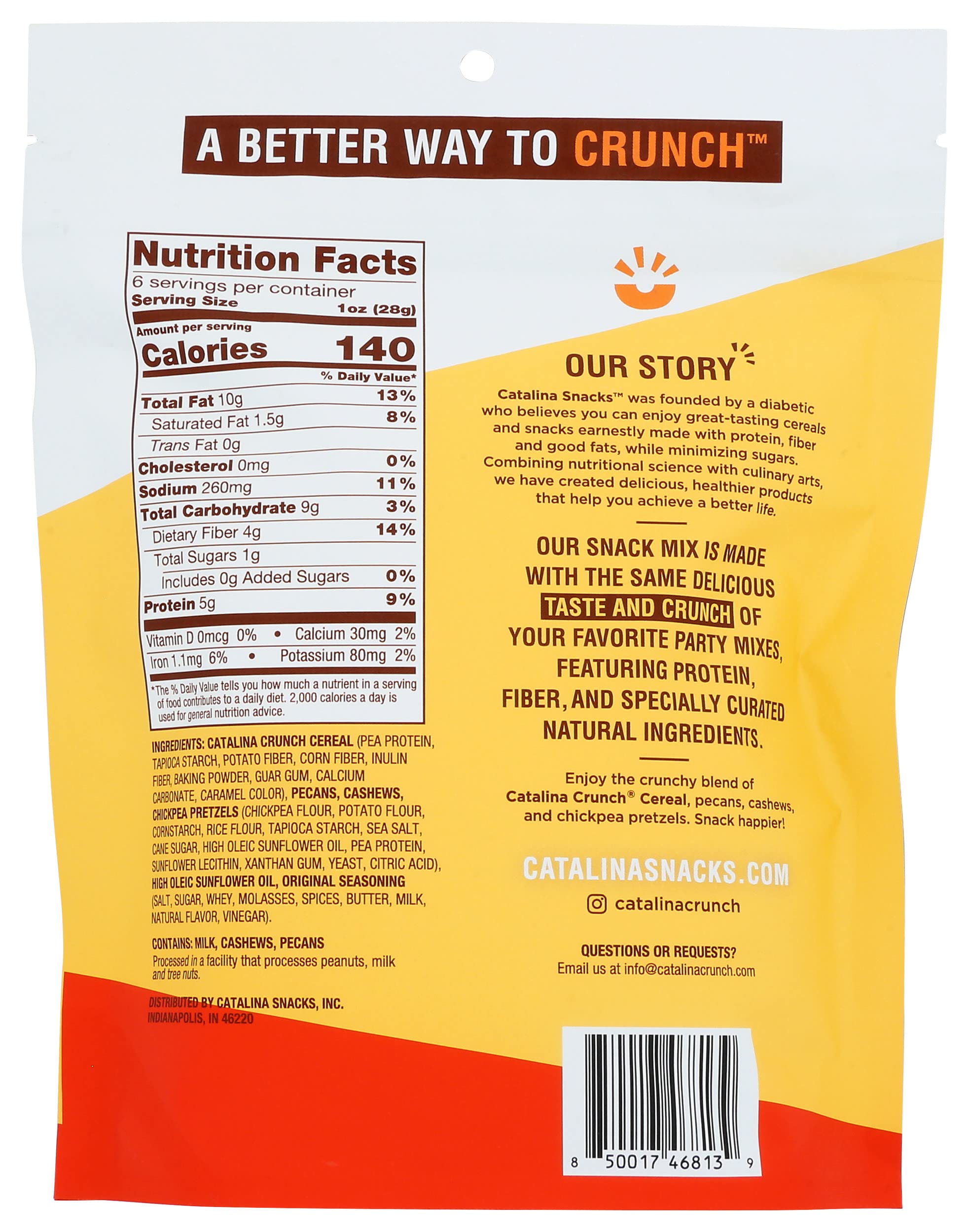 Catalina Snacks Crunch Traditional Keto & Gluten Free Snack Mix - 6oz (Pack of 6) | Low Carb Healthy On-the-Go Snacks for Work, Travel & Movie Nights