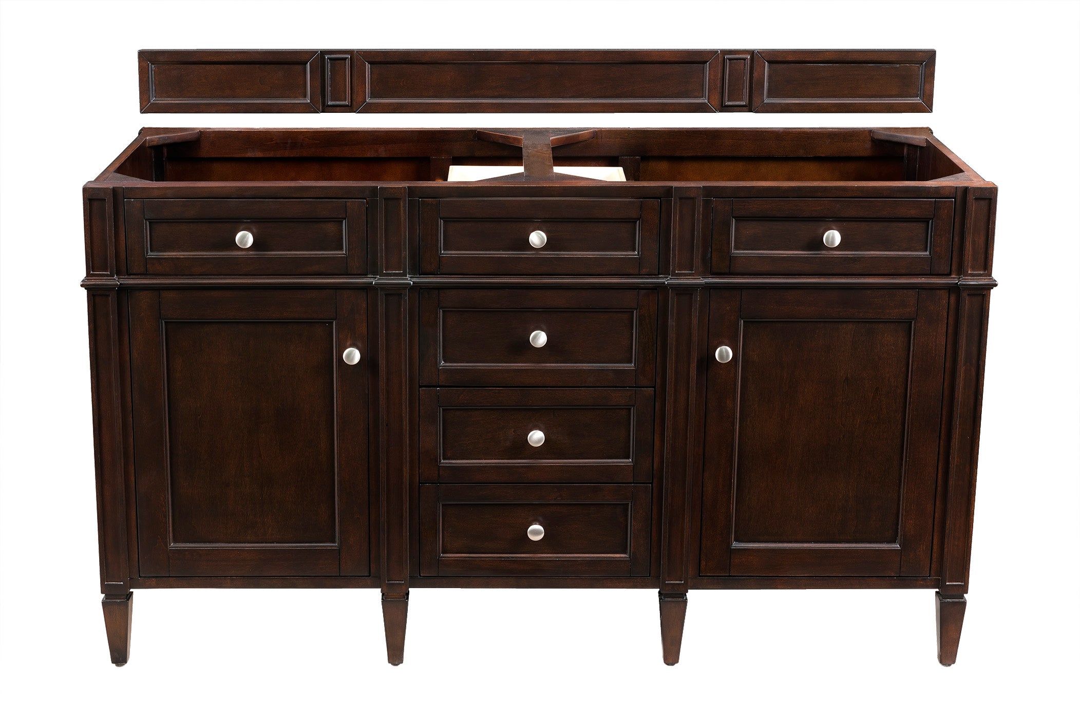 Brittany 60-Inch Burnished Mahogany Double Bathroom Vanity with Sink - Perfect for Master Bathroom Renovation & Modern Home Decor