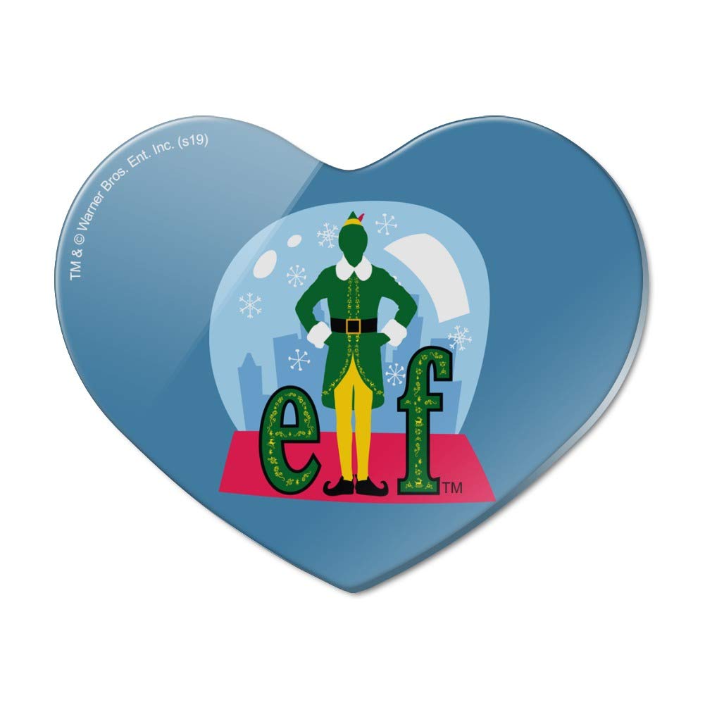Elf Snow Globe Heart Acrylic Fridge Magnet - Christmas Decorative Refrigerator Accessory for Holiday Home & Office Decor
