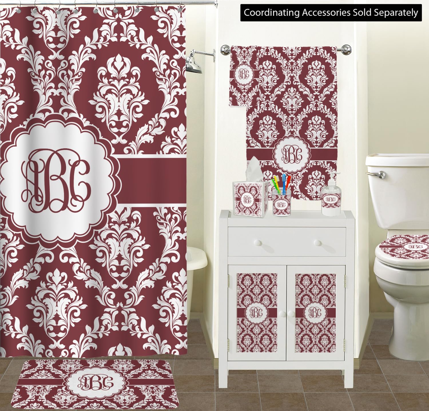 Personalized Maroon & White Glass Soap Dispenser & Lotion Bottle - Elegant Bathroom Decor for Home, Spa, or Wedding Gift