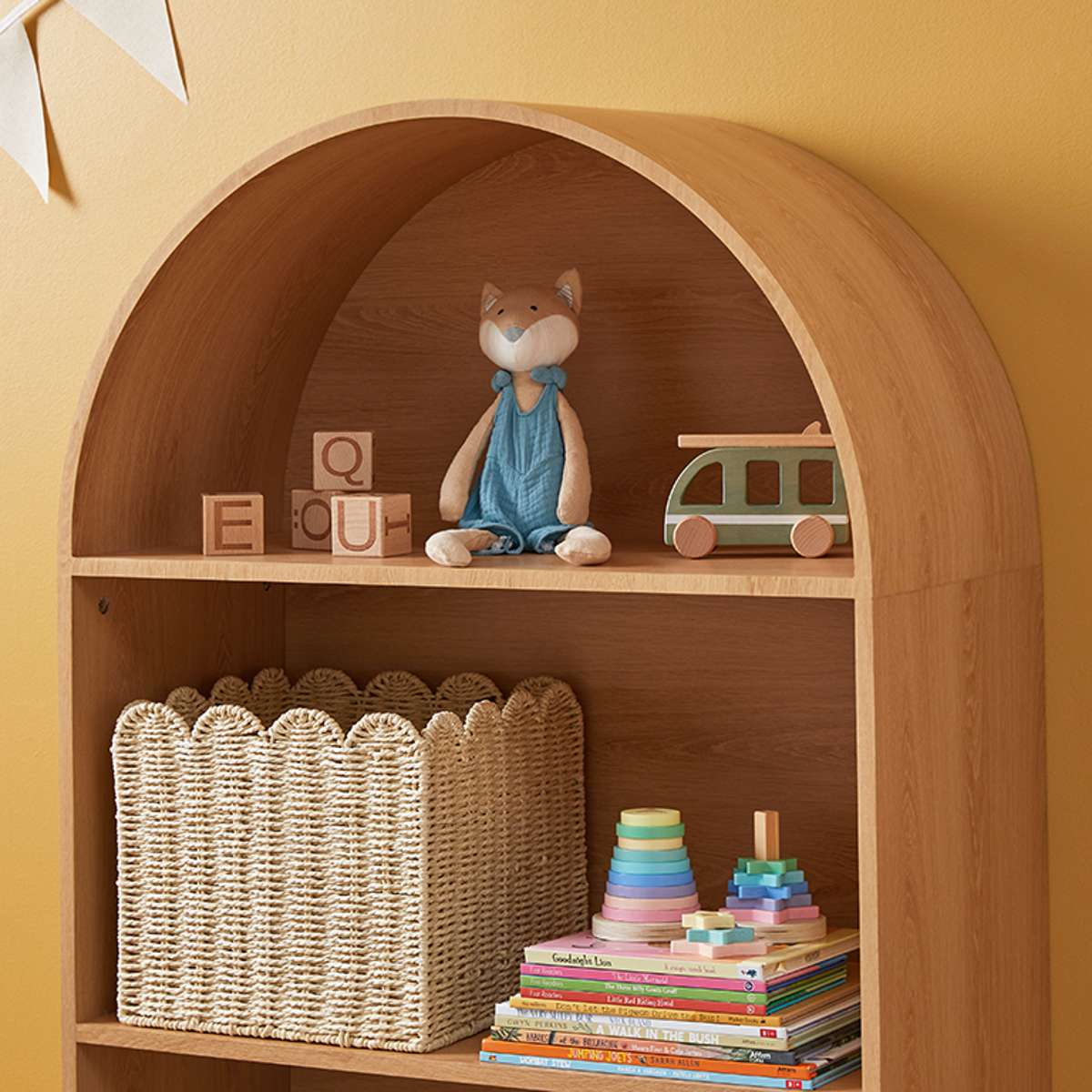 Scalloped Cube Basket - Stylish Woven Storage Bin for Home Organization | Perfect for Shelves, Bathroom, Nursery & Closet Decor