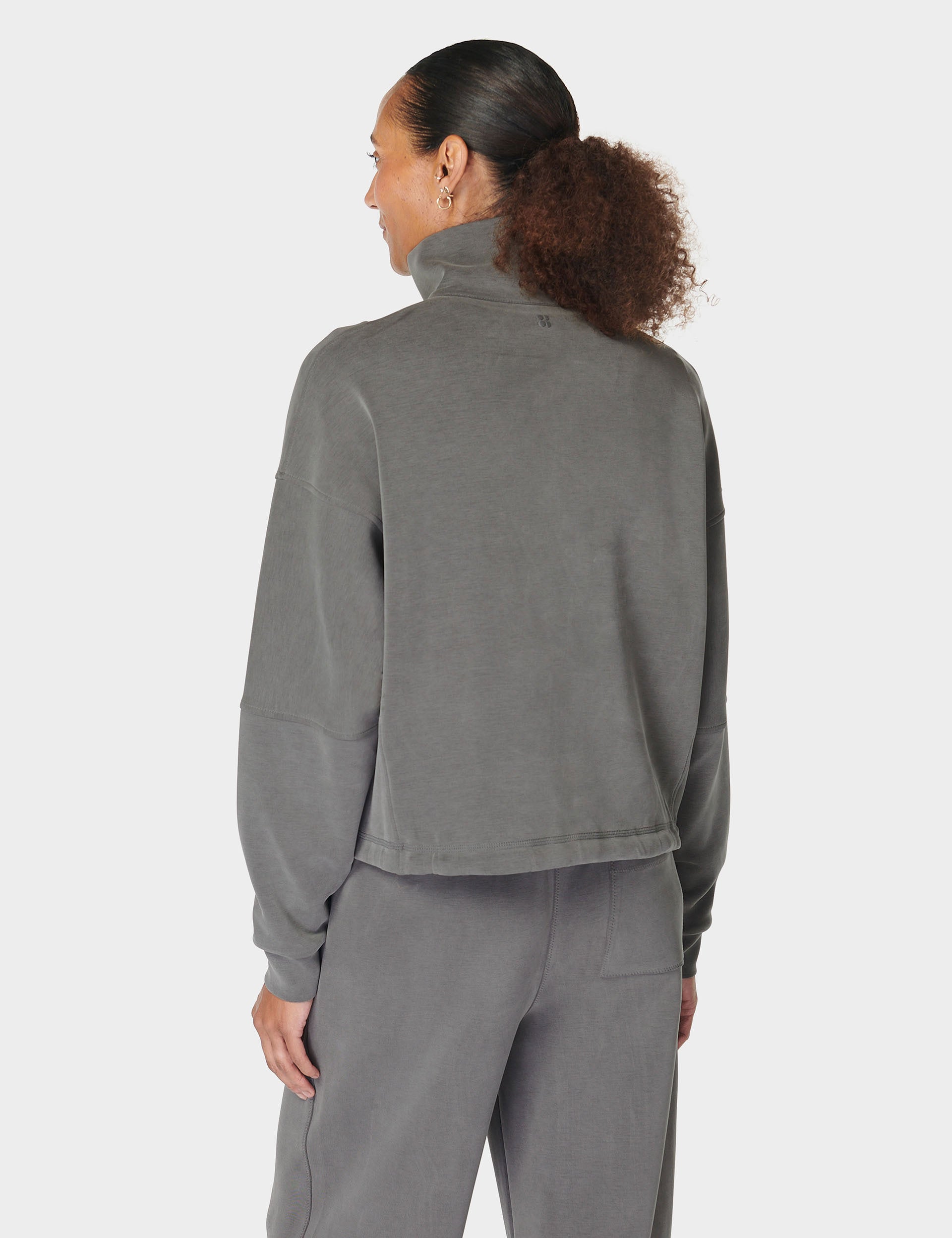 Premium Sand Wash Funnel Neck Half Zip Sweatshirt for Men & Women | Soft Charcoal Grey Pullover | Gym, Lounge & Casual Wear
