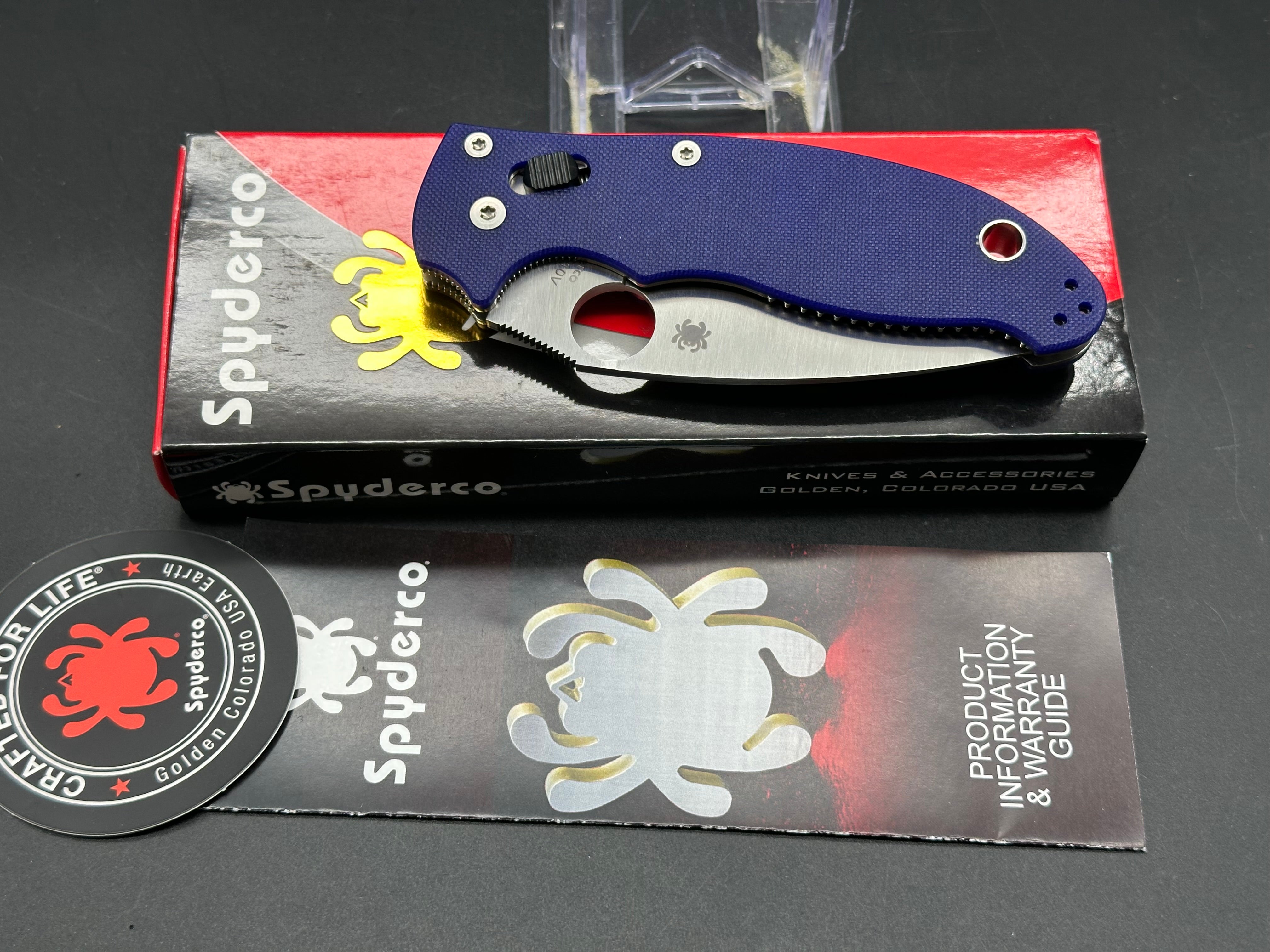 Spyderco Manix 2 Folding Knife - Dark Blue G10 Handle, C101GPDBL2, S110V Steel Blade - Perfect for EDC, Outdoor Adventures & Tactical Use