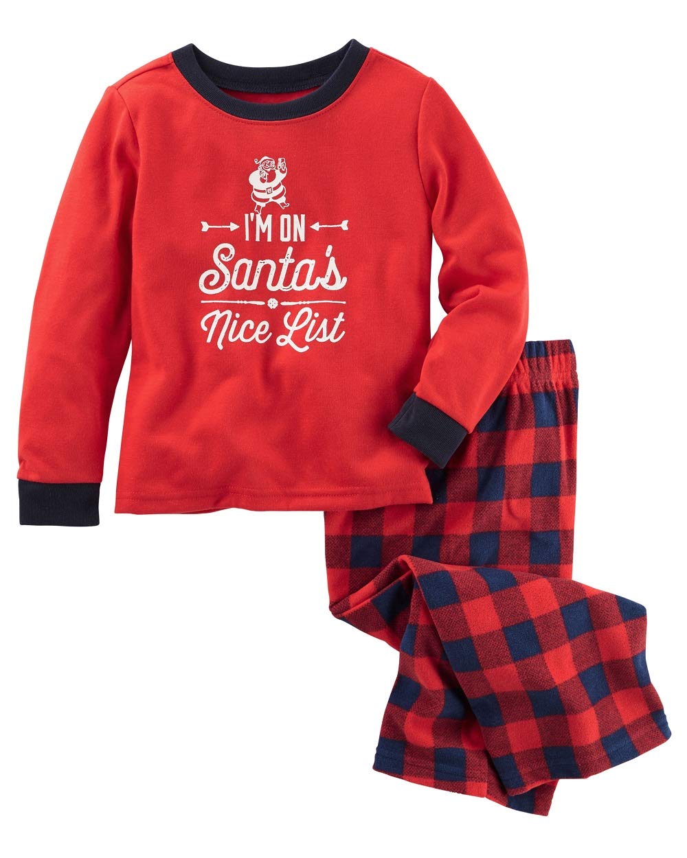 OshKosh B'Gosh Little Boys' Holiday 2-Piece Pajama Set - Red Plaid Christmas Pajamas for Toddlers 2T | Cozy Family Matching Christmas Outfits