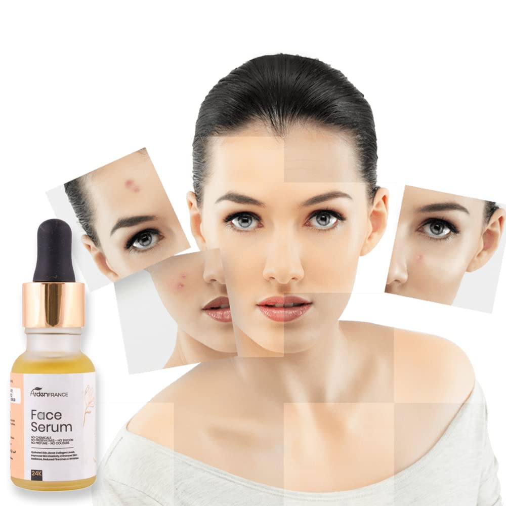 ArdenFRANCE 24K Gold Anti-Aging Face Serum - Hydrates Skin, Boosts Elasticity & Radiance, Reduces Wrinkles & Fine Lines (15ml) | Perfect for Night Routine & Daily Skincare Regimen