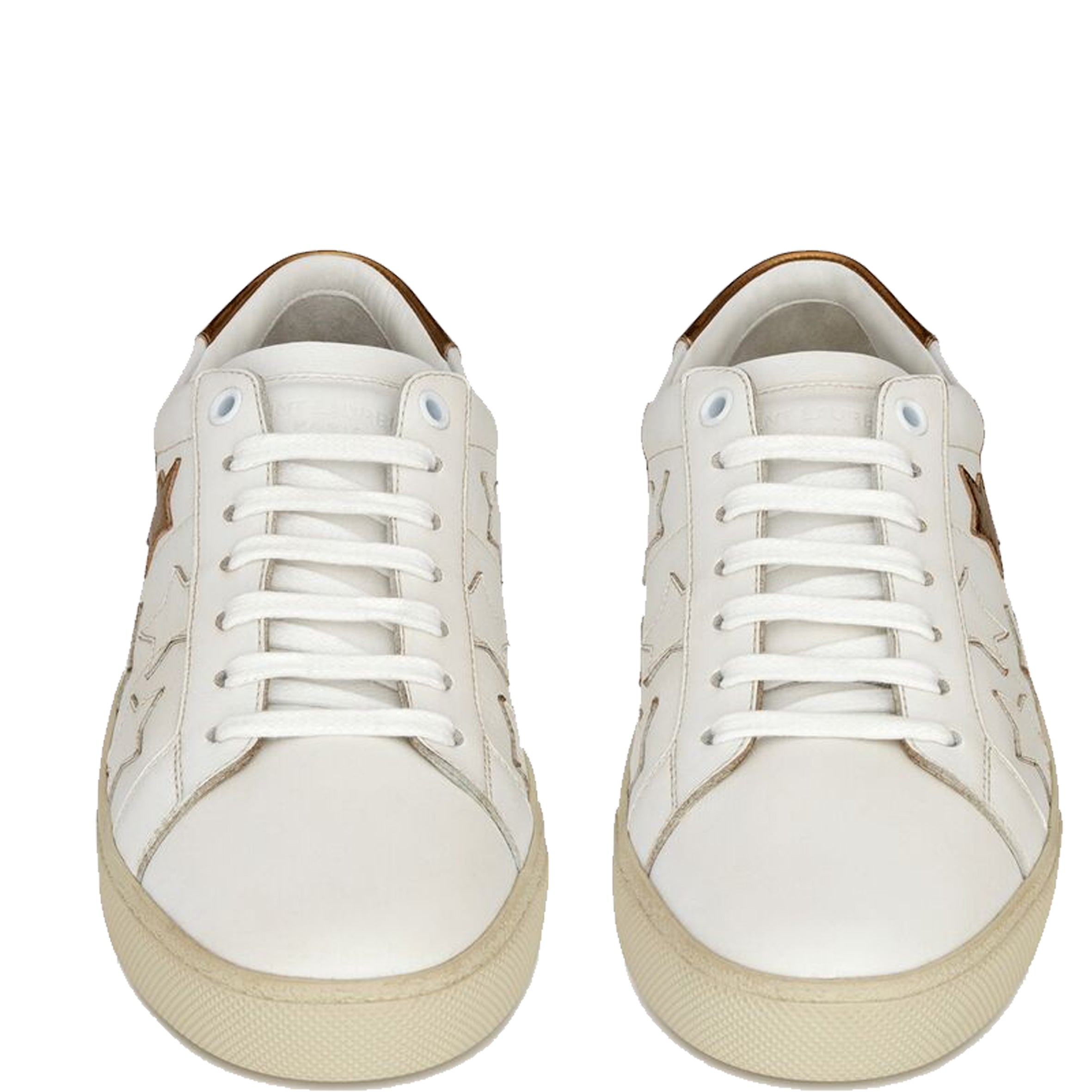 SL06 Gold Star Canvas Sneakers for Women - White & Gold Athletic Shoes | Comfortable Casual Walking Shoes for Gym, Running, Streetwear Fashion