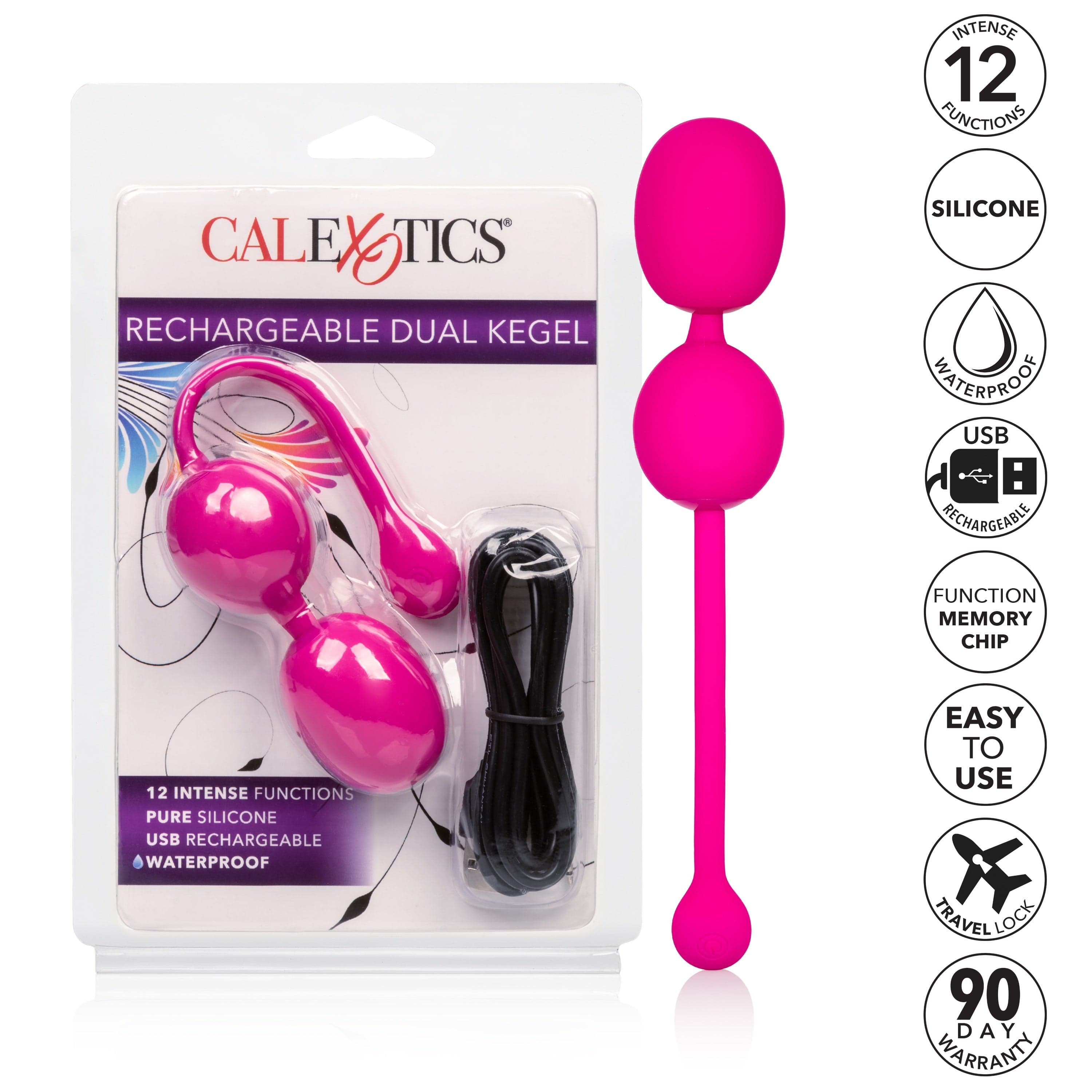 Rechargeable Dual Kegel Exerciser in Pink - Strengthen Pelvic Floor Muscles for Women's Health & Postpartum Recovery