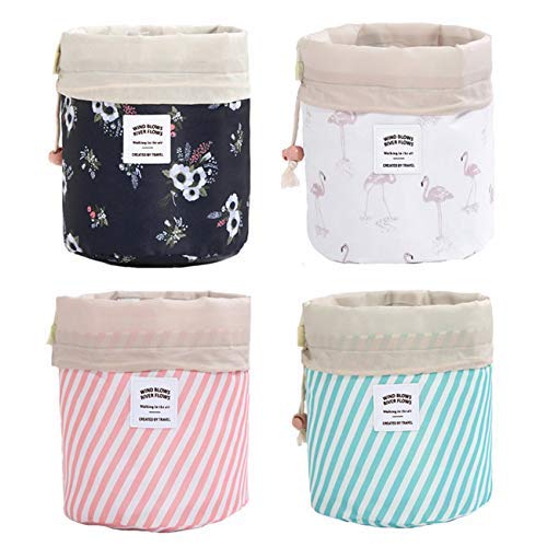 SEYROLIN Waterproof Travel Makeup Bag - Drawstring Cosmetic & Toiletry Organizer for Women | Multi-Functional Bucket Pouch for Gym, Beach, Camping (Multi-Color)