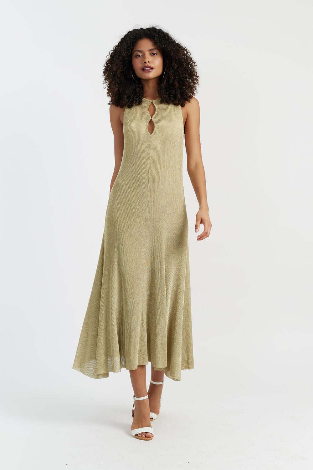 Gold Laura Whitmore Shimmer Dress for Women - Elegant Evening Gown for Parties, Prom, and Special Occasions