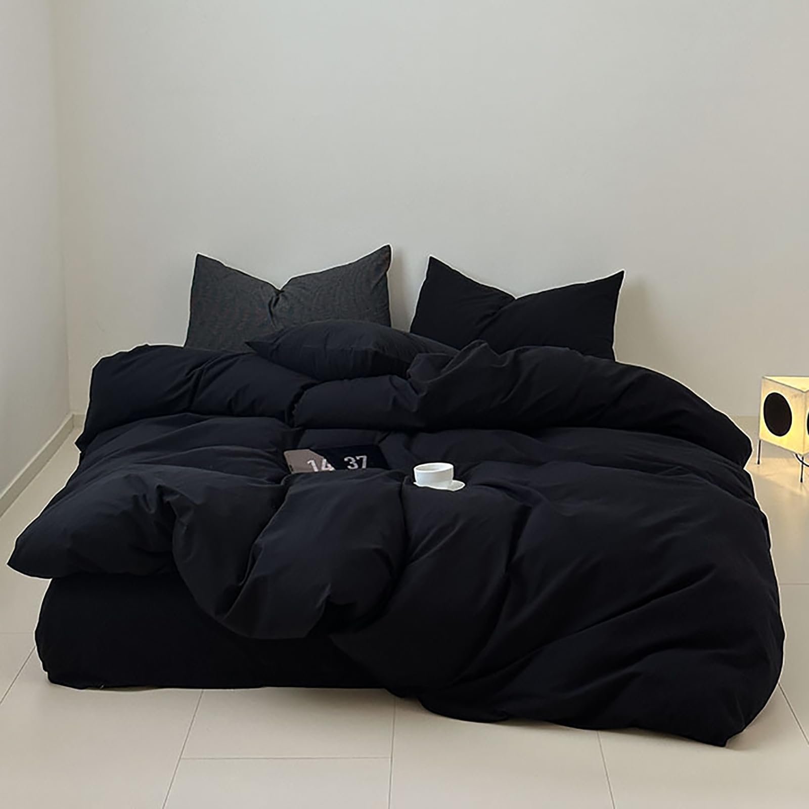 Luxlovery Full Size Black Comforter Set - Soft, Breathable & Lightweight Quilted Blanket for Men & Women - Dark Solid Color Bedding - Perfect for Cozy Nights & Stylish Bedroom Decor