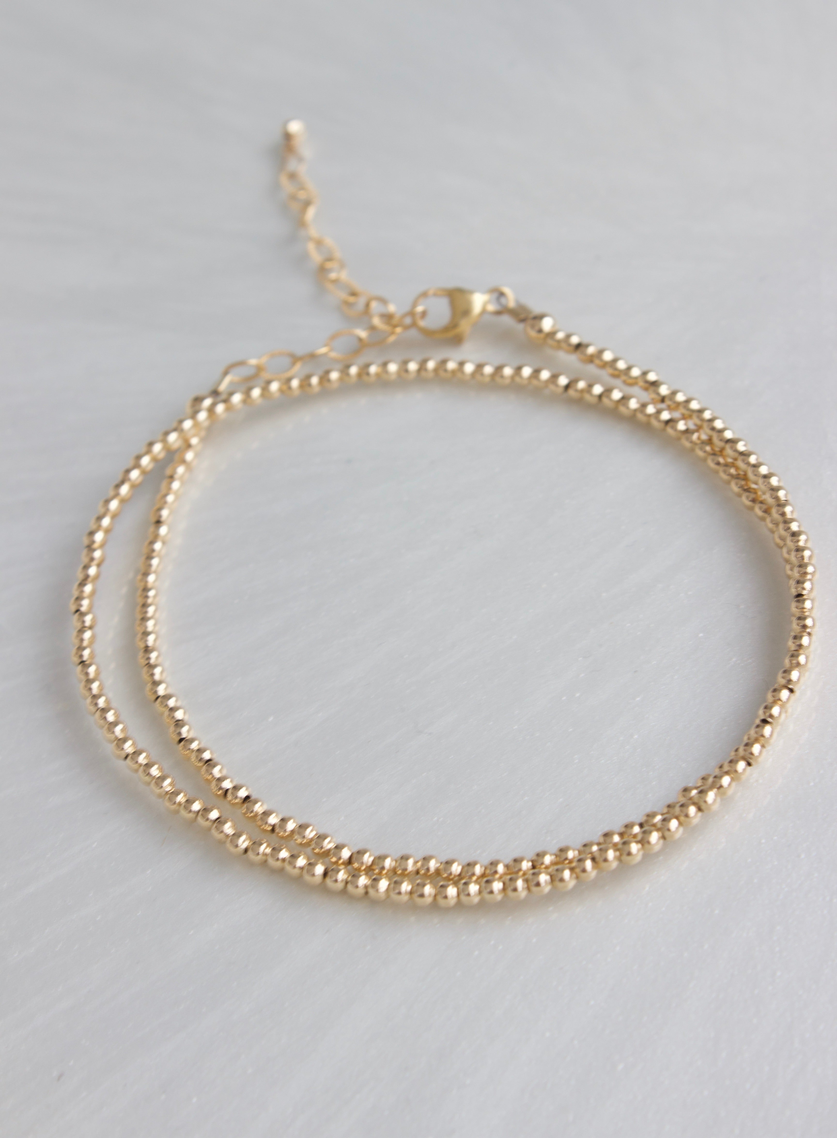 14K Gold Filled Double Wrap Bracelet for Women - Elegant Stackable Bangle for Everyday Wear & Layering Jewelry