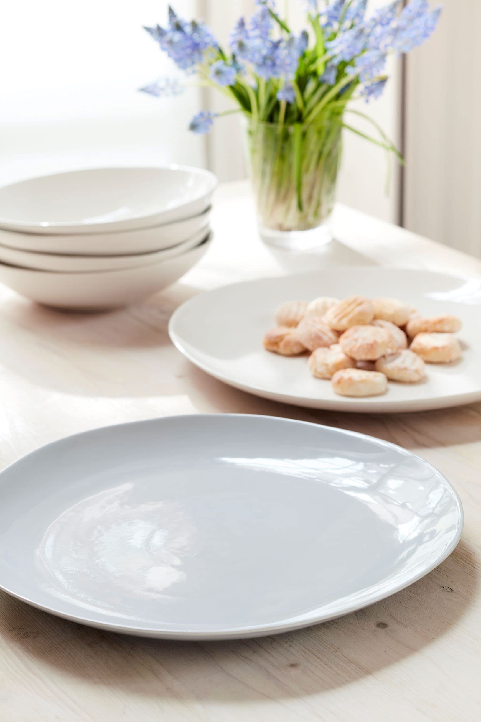 **Sophie Conran Arbor 11-Inch Dinner Plates Set of 4 – Stoneware Microwave & Dishwasher Safe – Organic Shape for Pasta, Appetizers & Main Courses – Dove Grey – Perfect for Casual Dining & Entertaining**