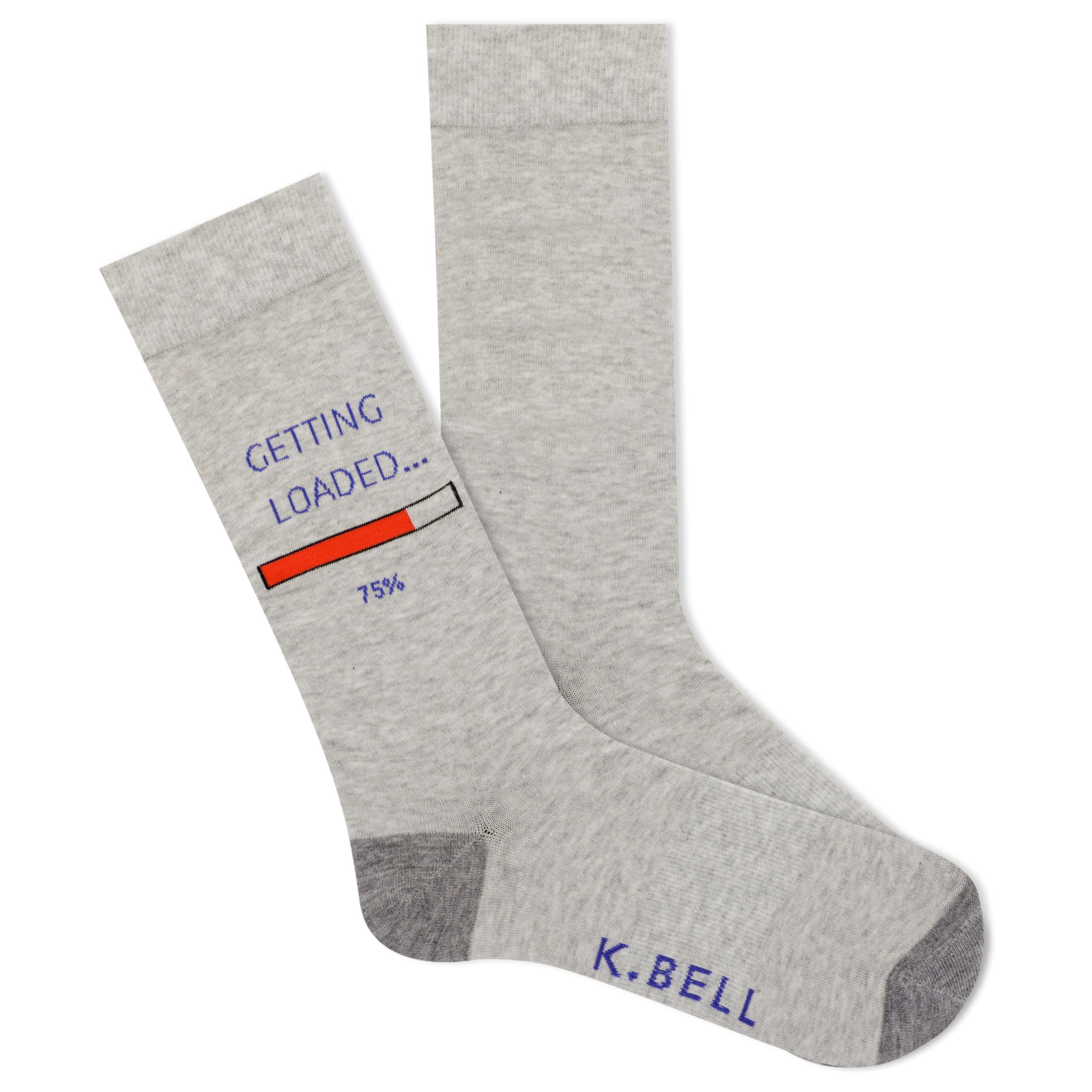 K. Bell Men's Fun Conversation Starter Crew Socks - 1 Pair - Cool & Funny Pop Culture Gift Socks for Geeks, Gamers & Movie Fans - Perfect Gift for Birthday, Christmas & Office Parties