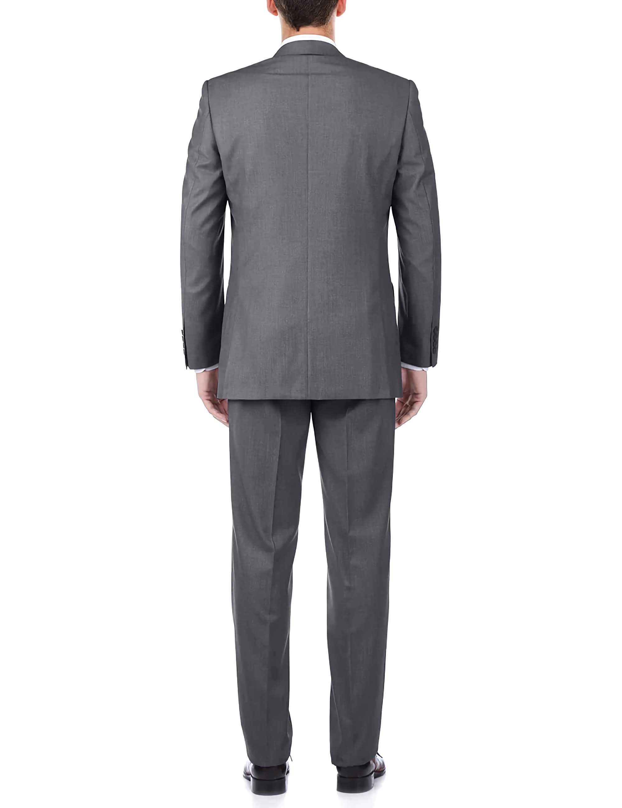 Premium Gray 100% Virgin Wool 2-Piece Men's Suit - Regular Fit with Pick Stitch Detail & 2-Button Jacket | Perfect for Business Meetings, Weddings & Formal Occasions
