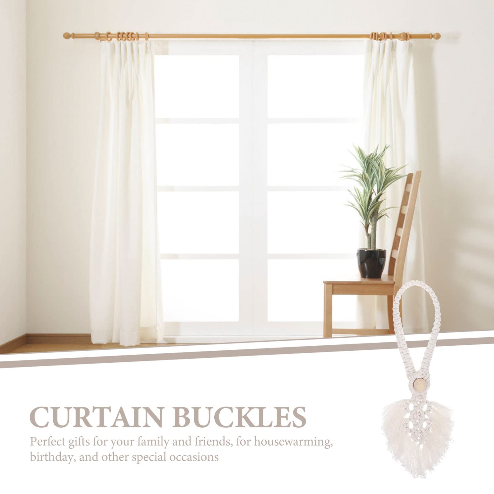 4pcs Bohemian Cotton Curtain Tiebacks for Outdoor & Indoor Use - Macrame Drapery Holdbacks, Window Shade Fasteners - Perfect for Living Room, Bedroom, Patio Decor