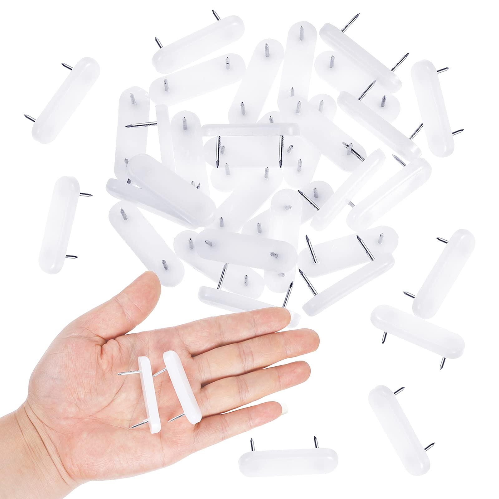Jetec White Plastic Head Double Pins - 15 Piece Set for Securing Slipcovers & Bed Skirts | Furniture Chair Leg Brooch Glide Nails | Perfect for Home Decor, Upholstery Protection and Bedding Accessories