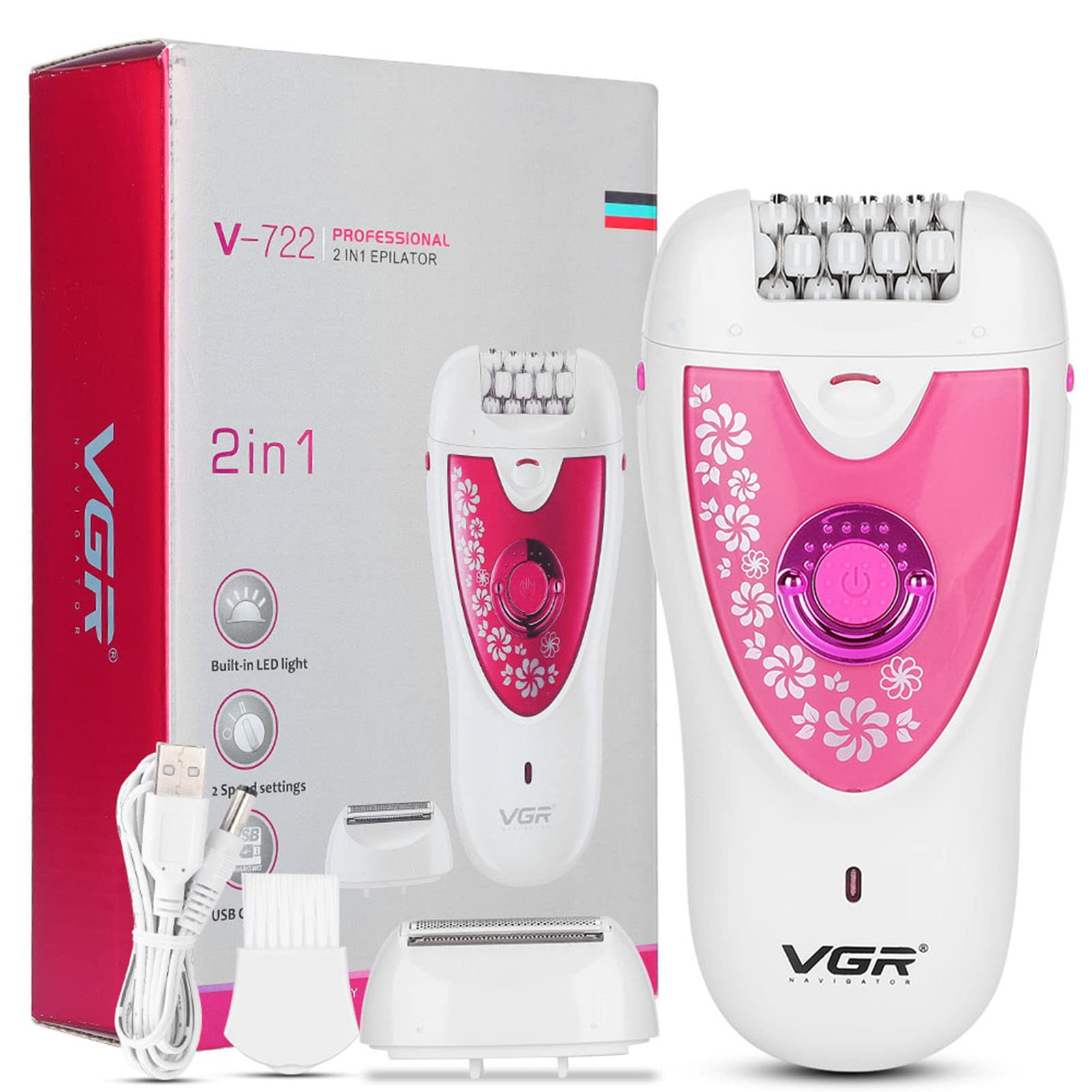 Painless Electric Hair Removal for Women - Portable Body Depilator & Epilator Machine - Smooth Skin Trimmer for Legs, Arms, Bikini & Underarms - At-Home & Travel Use