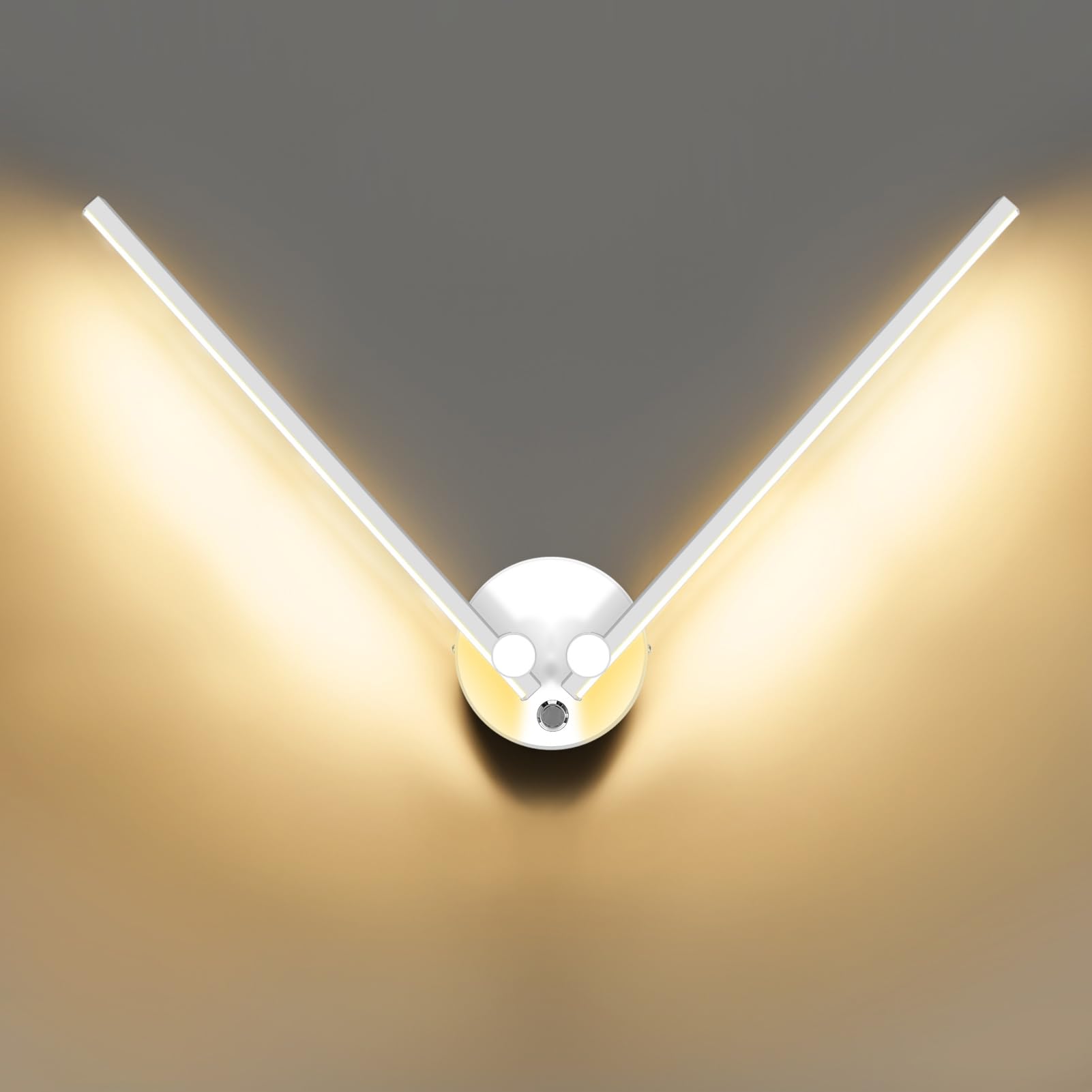 Kawell Modern 12W LED Wall Sconce with Switch - 300° Rotatable Arms, Hardwired LED Light Fixture for Living Room, Bedroom, Hallway - White, 3000K Warm White - Perfect for Ambient Lighting, Accent Wall Decor & Space-Saving Illumination