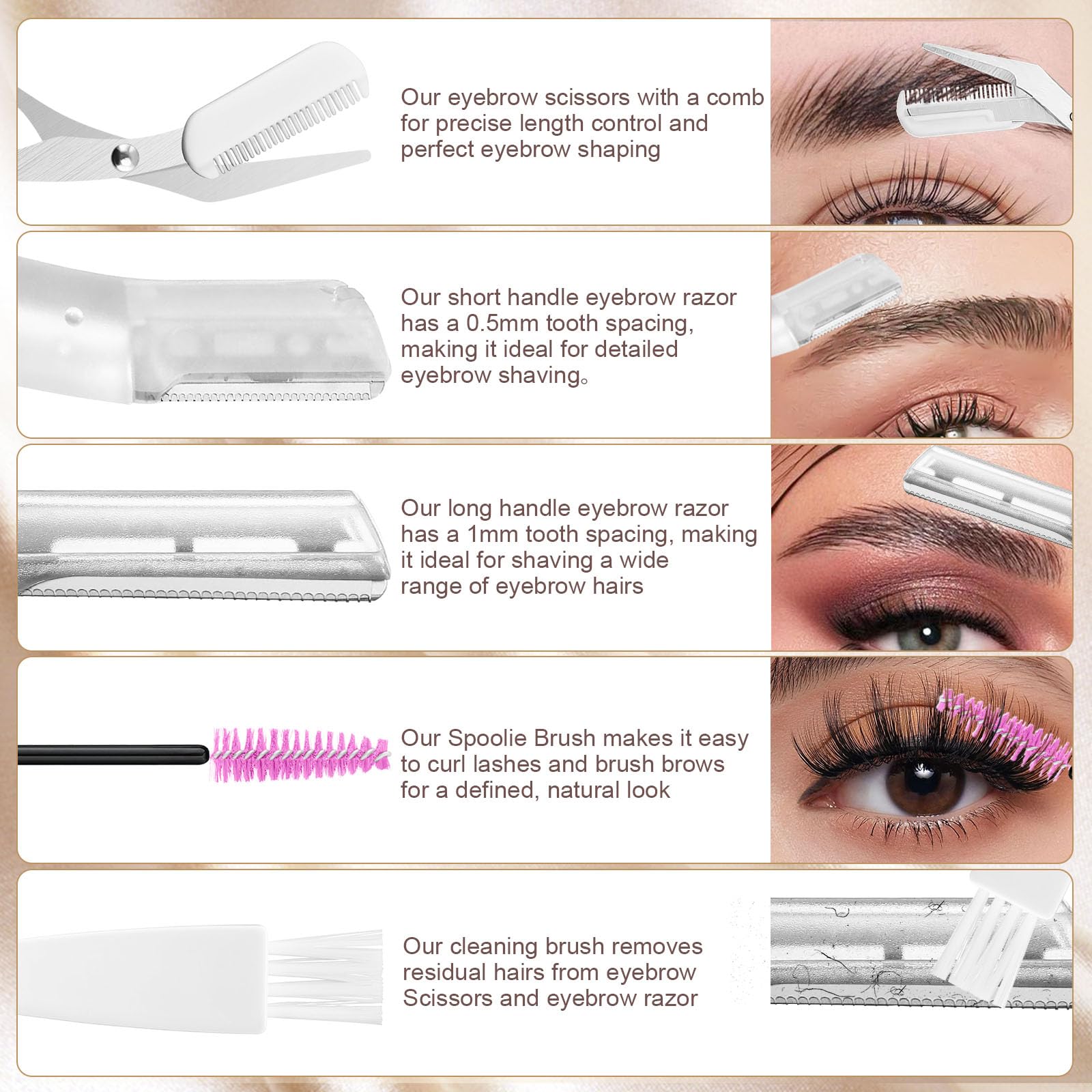 Professional Eyebrow Kit for Women & Men - Precision Trimming & Shaping Set with Eyebrow Scissors, Comb, Razor, Spoolie & Cleaning Brush | Perfect for Home Grooming, Salon Use & Travel Essentials