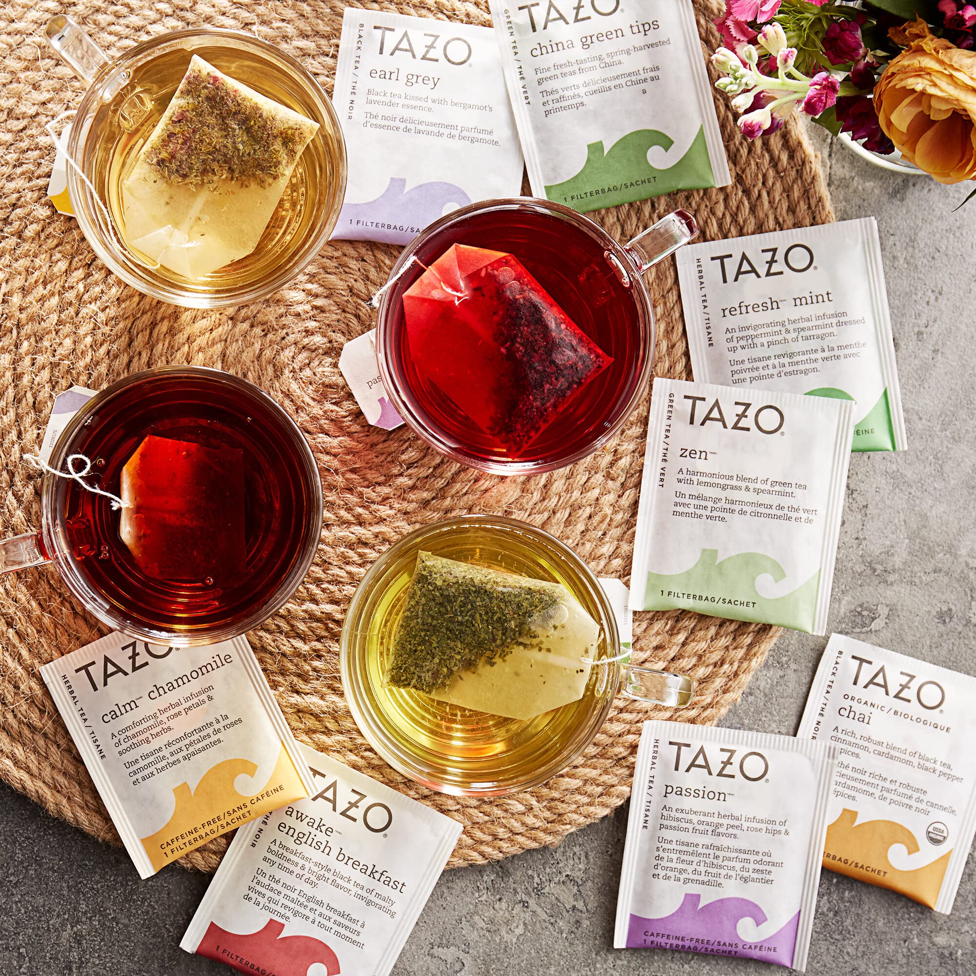 Tazo Tea Bags Sampler Gift Box - 10 Unique Flavors, 20 Count - Perfect for Tea Lovers, Office Break, or Relaxing at Home