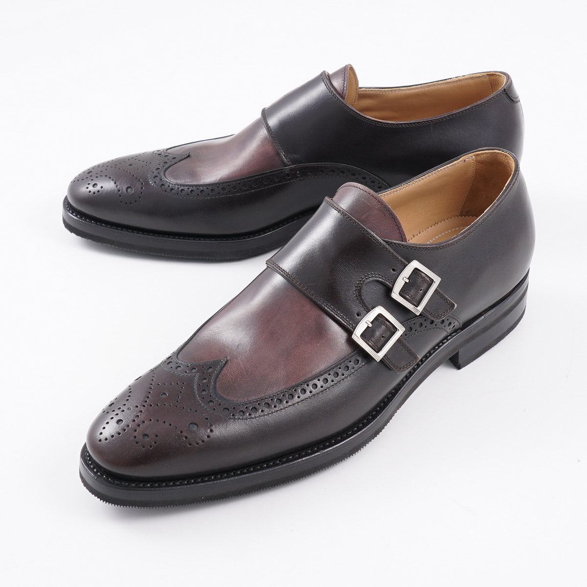Kiton Burgundy Leather Double Buckle Monk Strap Dress Shoes for Men - Perfect for Business, Office & Formal Occasions