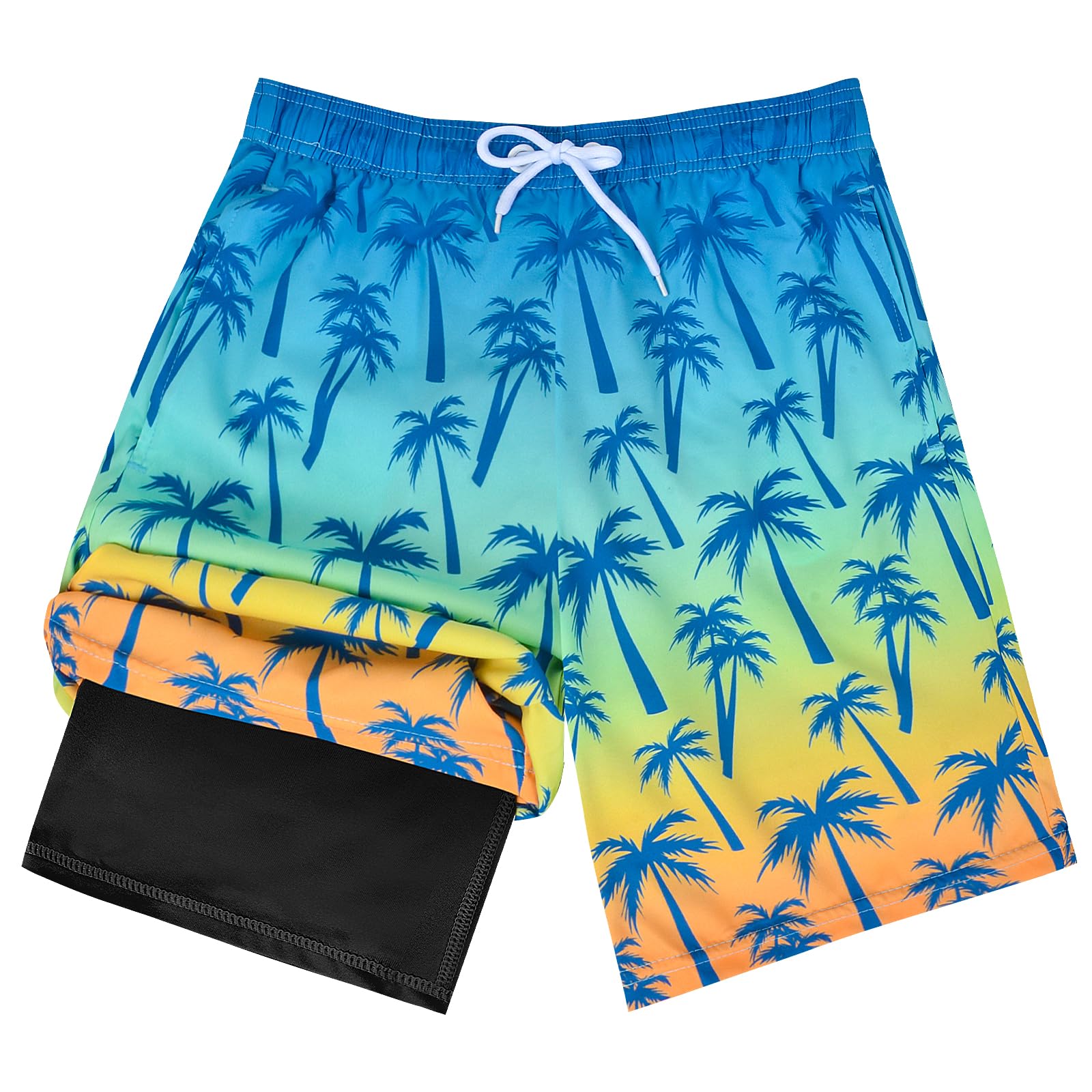 **Boys Swim Trunks with Compression Liner - Quick Dry Bathing Suits for Youth & Teens (Ages 7-16) - Perfect for Swimming, Beach & Pool Activities**
