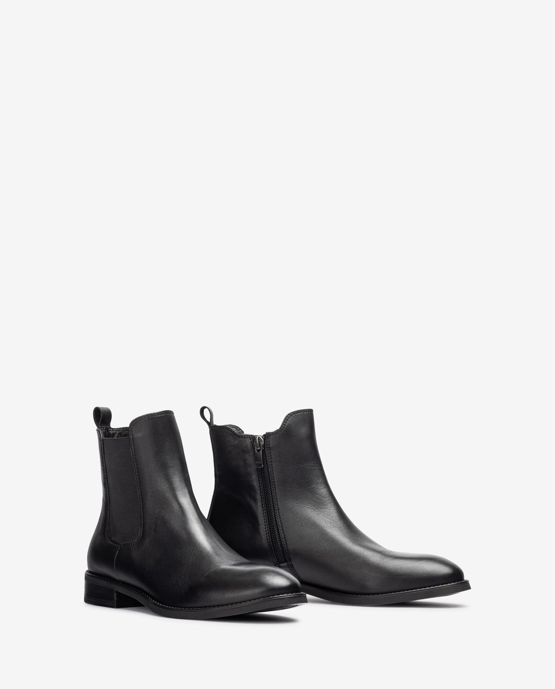 UNISA BARTY Women's Black Leather Ankle Boots - Stylish & Comfortable Low Heel Booties for Fall/Winter, Office Wear & Casual Outfits