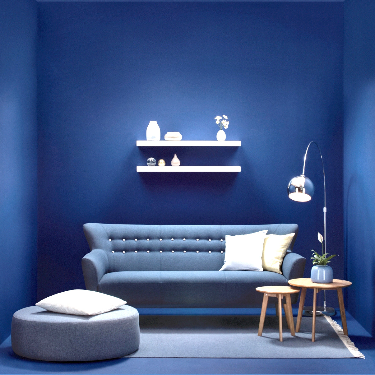 OMNI Ottoman 46cm Storage Bench with Lift Top - Midnight Blue Fabric - Perfect for Living Room, Bedroom & Entryway Storage Solutions