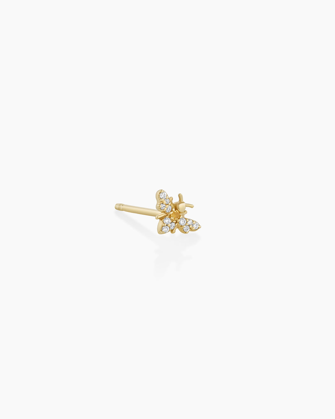 Diamond Bee Single Stud Earrings - 14K Gold Plated CZ Stud Earrings for Women | Perfect for Everyday Wear, Parties & Gifts