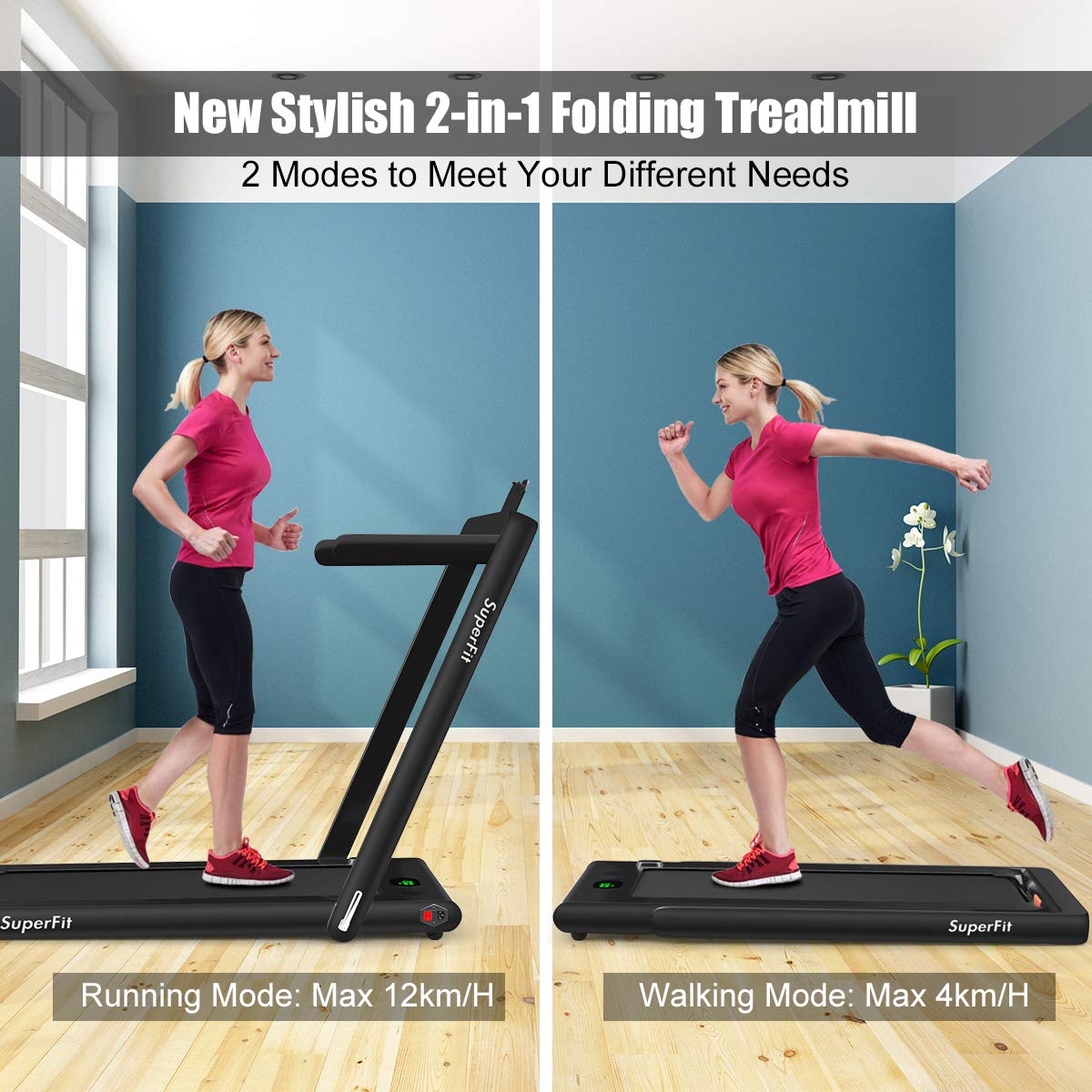 GYMAX 2.25HP Foldable Walking Pad Treadmill with Smart App, Remote Control & Bluetooth - Under Desk Portable Running Machine for Home Office - Compact Fitness Equipment for Small Spaces (Ideal for Workouts, Home Gym & Office Exercise)