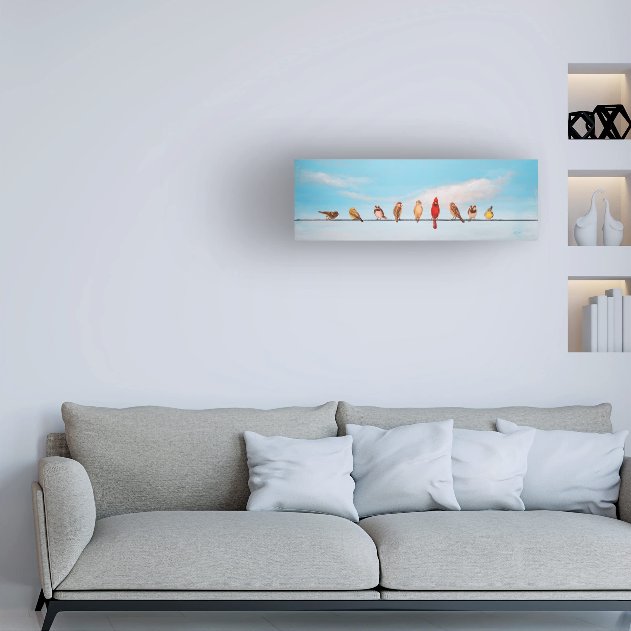 Sweet Birds On A Wire I Canvas Wall Art by Sandra Iafrate - Handmade Home Decor for Living Room, Bedroom & Office