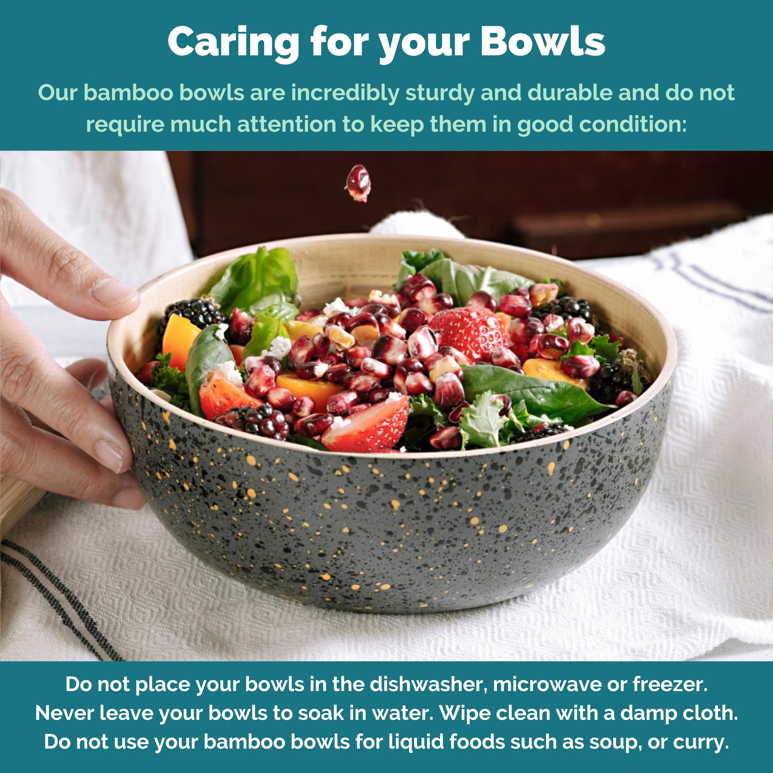 Handmade Bamboo Salad Bowl - Wooden Serving Bowl for Pasta & Snacks | Kitchen & Dining Decor