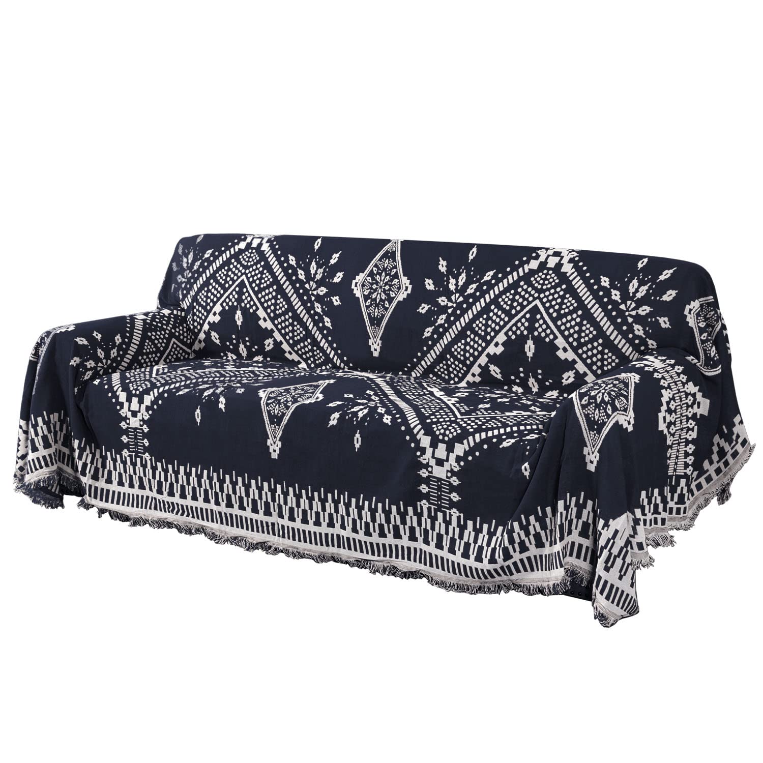 Reversible Sofa Cover for Dogs - H.VERSAILTEX Couch Slipcover Fits Most Sofa Shapes, Tassel Trim, Sectional Protector (X-Large 71