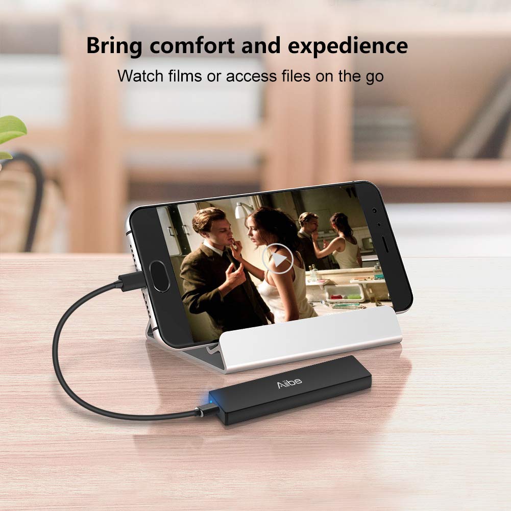 Aiibe 1TB Portable External SSD - 900MB/s High Speed USB-C & USB 3.1 Solid State Drive - Compact Mini SSD for PC, Laptop, Mac, Xbox, PS4 (Black) - Perfect for Gaming, Video Editing & Data Backup
