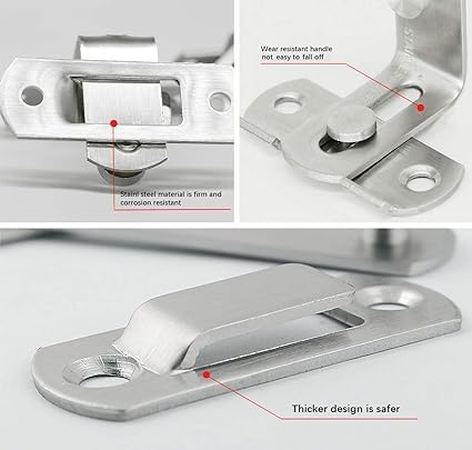 90 Degree Flip Barn Door Lock - Stainless Steel Sliding Door Latch with Hook Lock for Safety | Heavy Duty Gate & Cabinet Lock for Barn Doors, Wine Cellars, Closets & Antique Doors | Rustproof & Secure Home Security Solution