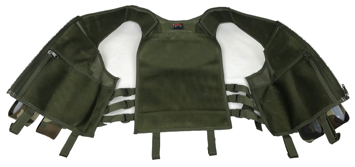 Maddog Tactical Paintball Battle Vest - Woodland Camo Airsoft Vest for Outdoor Sports, Hunting & Military Simulation | Adjustable Molle System & Durable Nylon Construction