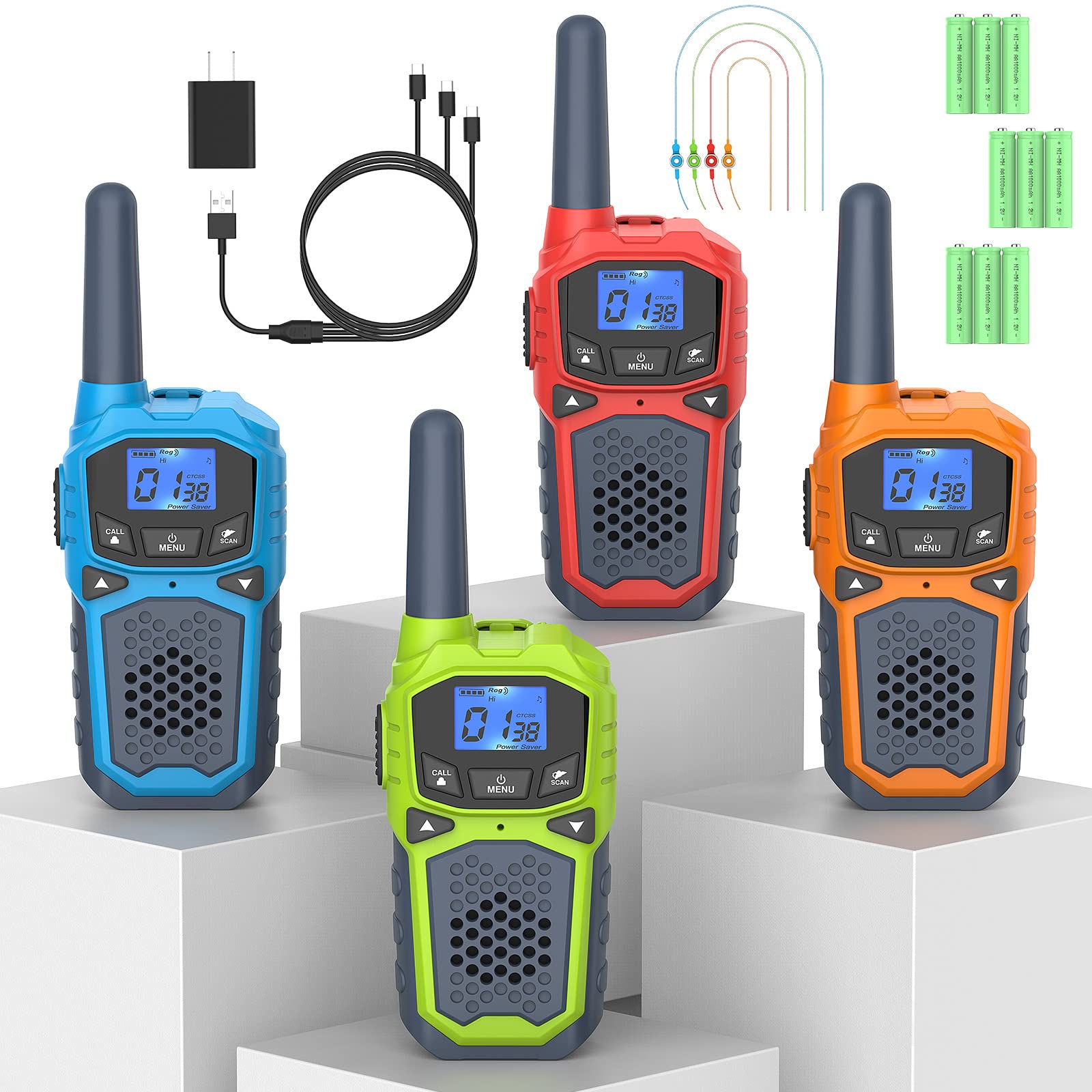 4 Pack Long Range Walkie Talkies for Adults & Kids - Rechargeable 2 Way Radios with 22 Channels, VOX & NOAA Weather Alerts - Perfect for Camping, Hiking, Road Trips & Outdoor Adventures